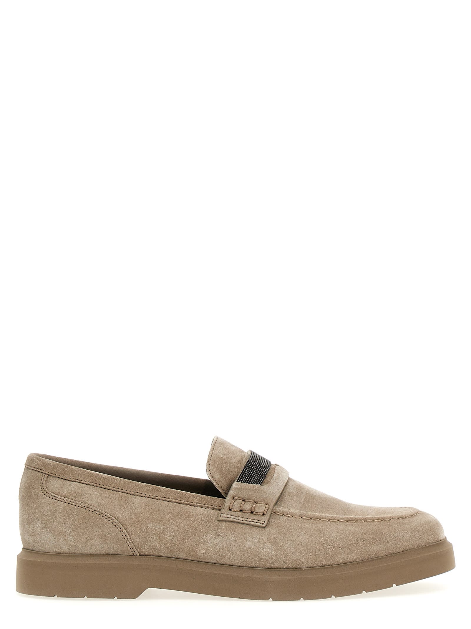 Shop Brunello Cucinelli Monile Loafers In Gray