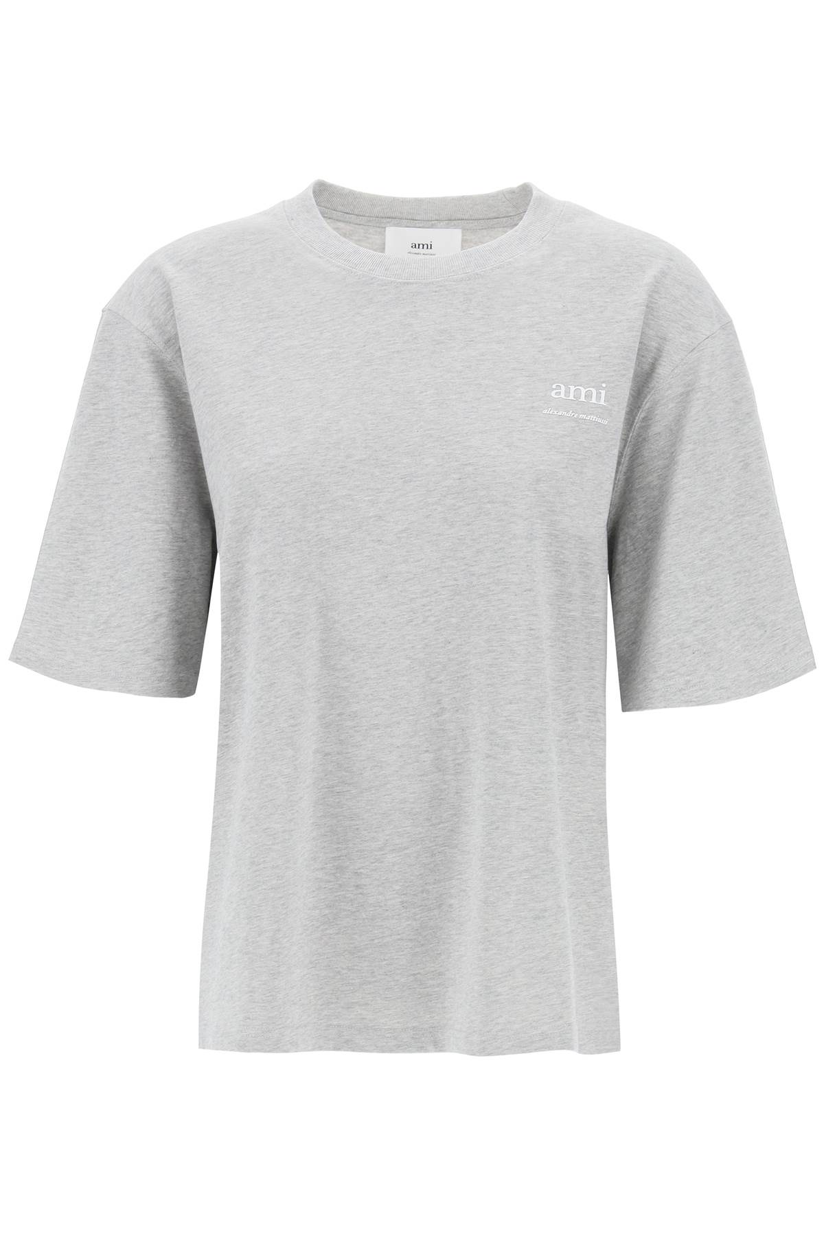 Shop Ami Alexandre Mattiussi Organic Cotton T-shirt In Gris Cendre Chine (grey)