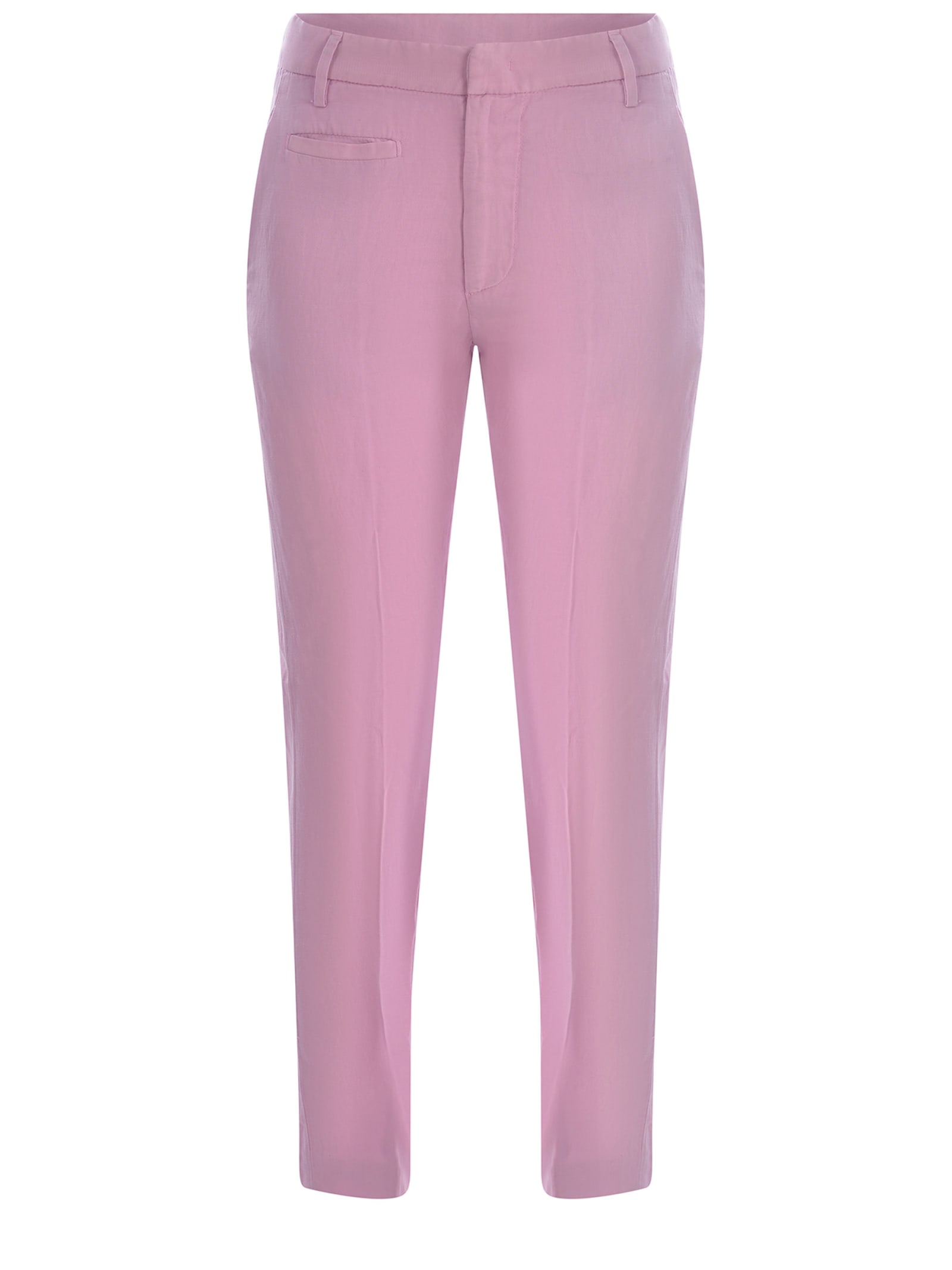 Shop Dondup Trousers  Ariel 27inches Made Of Linen Blend In Rosa