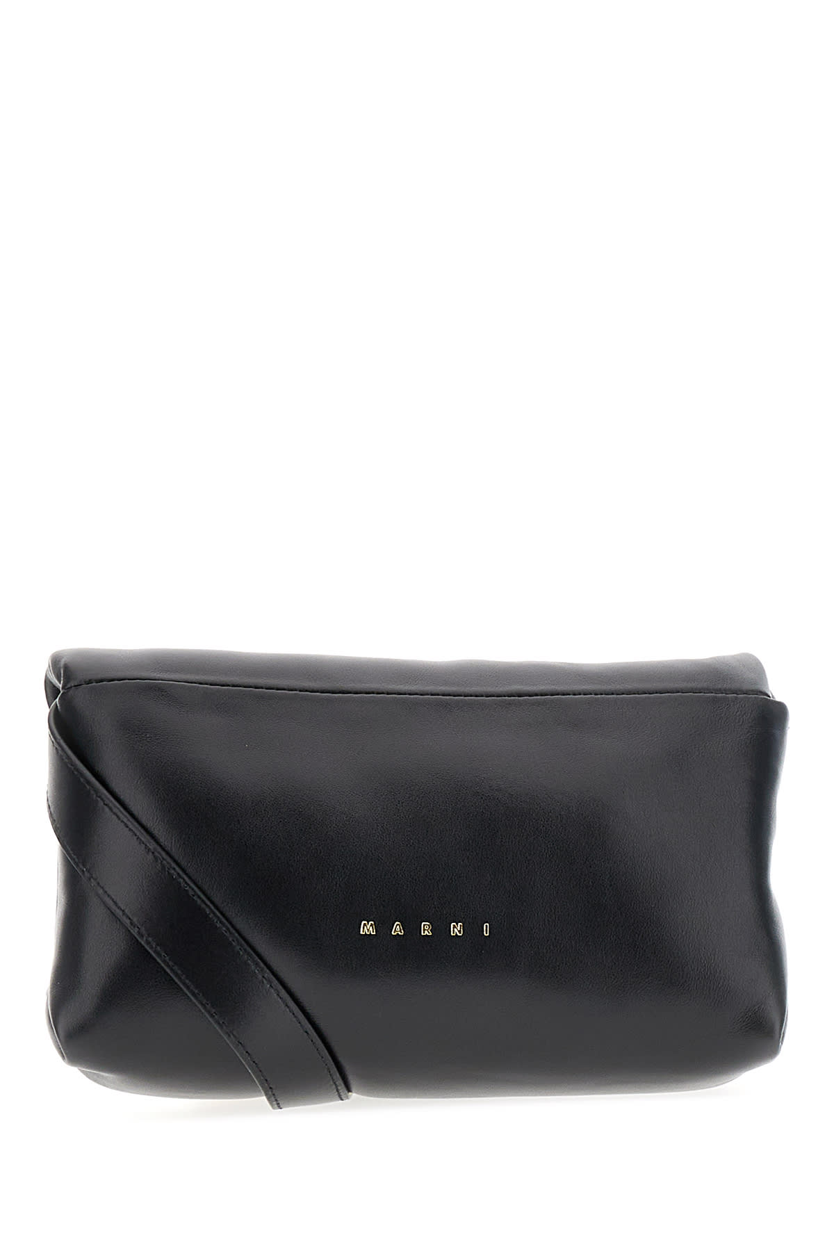 Shop Marni Black Leather Prisma Crossbody Bag In 00n99