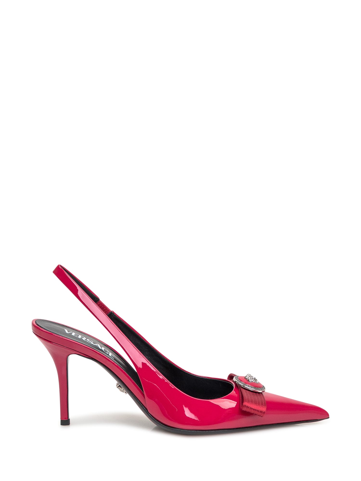 Shop Versace Slingback Heels In Lipstick Red-palladium