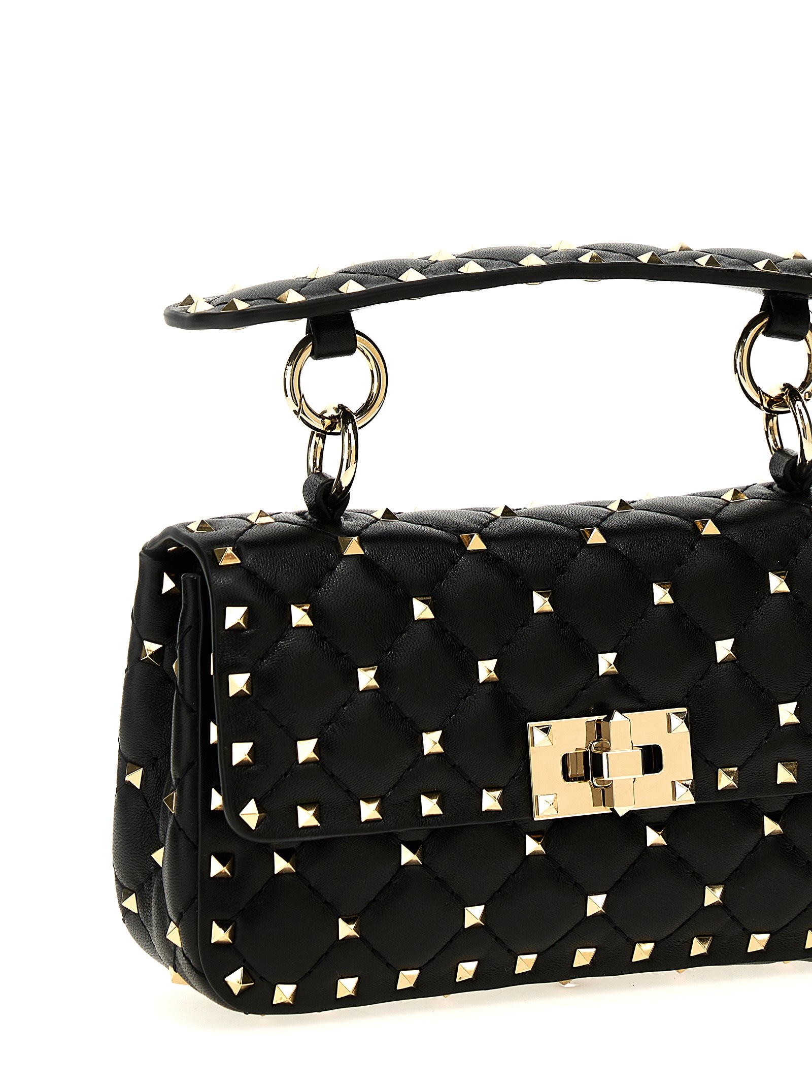 Valentino Mini Spiked Leather Shoulder Handbag In Black