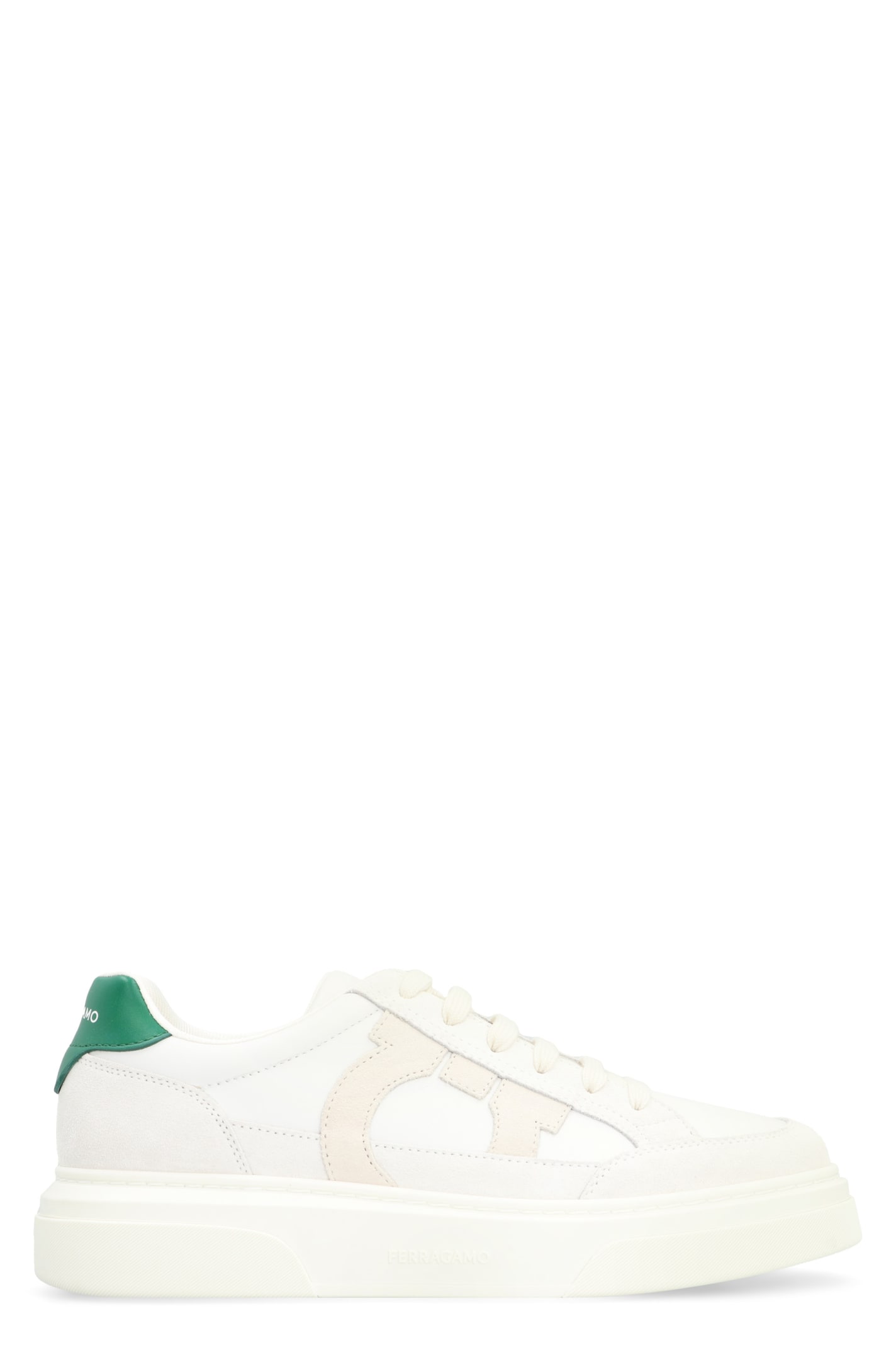 Shop Ferragamo Leather Low-top Sneakers In White