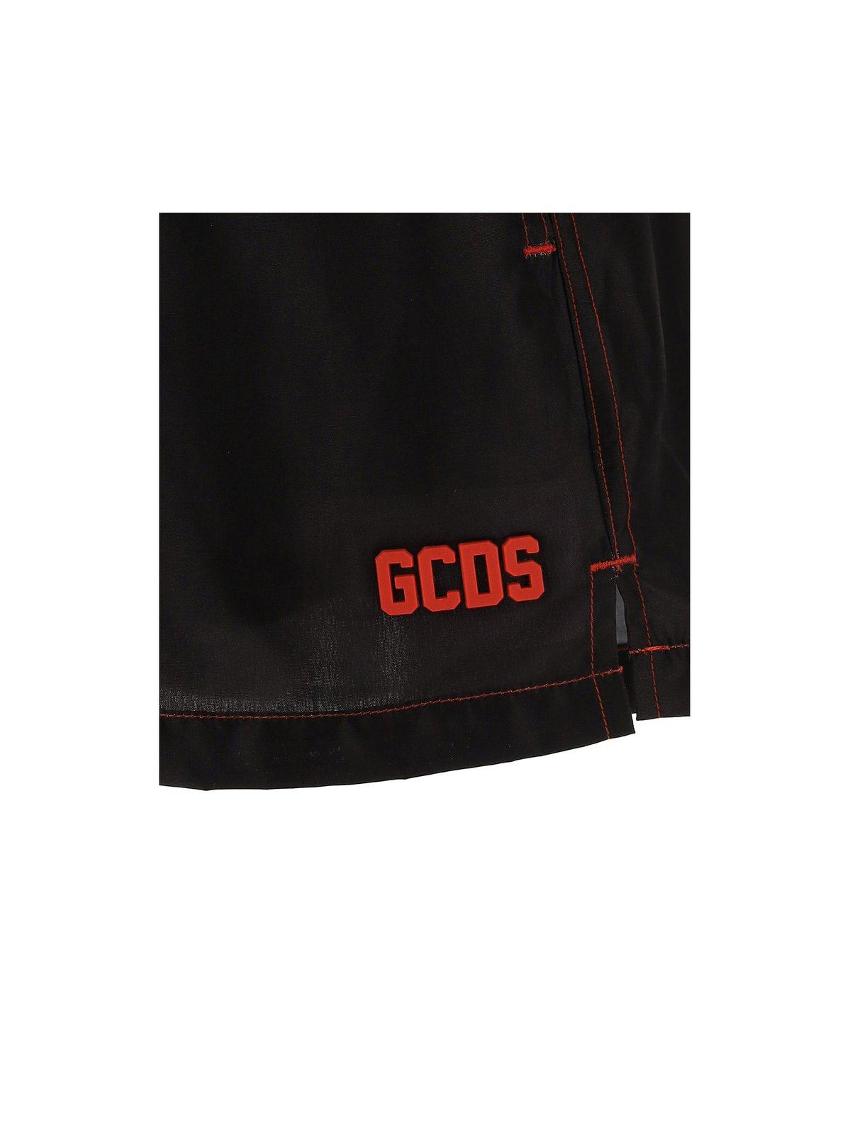 Shop Gcds Drawstring Swim Shorts In Black