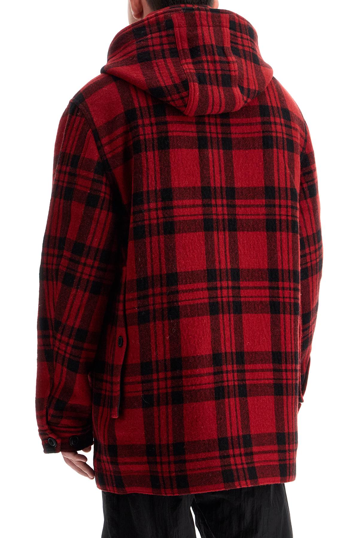 Shop Woolrich Plaid Cruiser Hooded Jacket In Red Check (red)