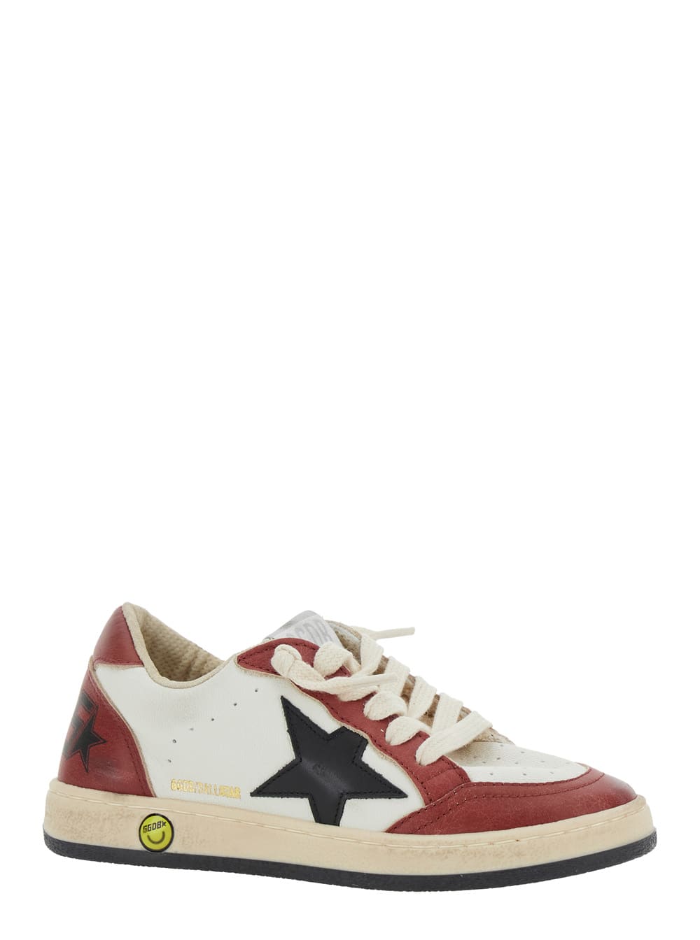 GOLDEN GOOSE BALLSTAR RED SNEAKERS WITH STAR PATCH ON THE SIDE AND LOGO LETTERING ON THE SIDE IN LEATHER BOY