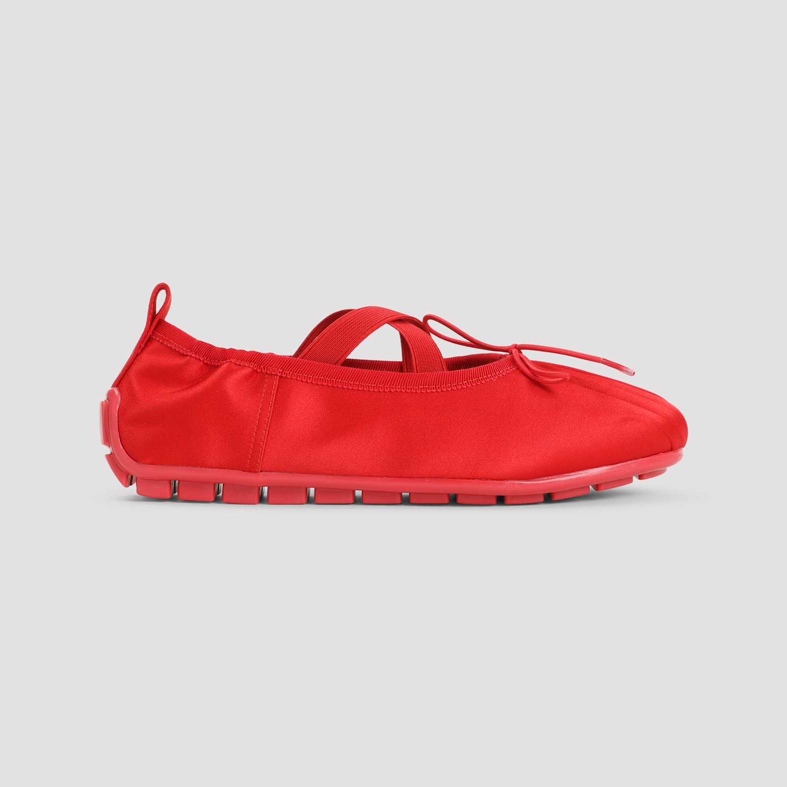 Simone Rocha Ballerina Shoes With Textured Sole And Bow In Red