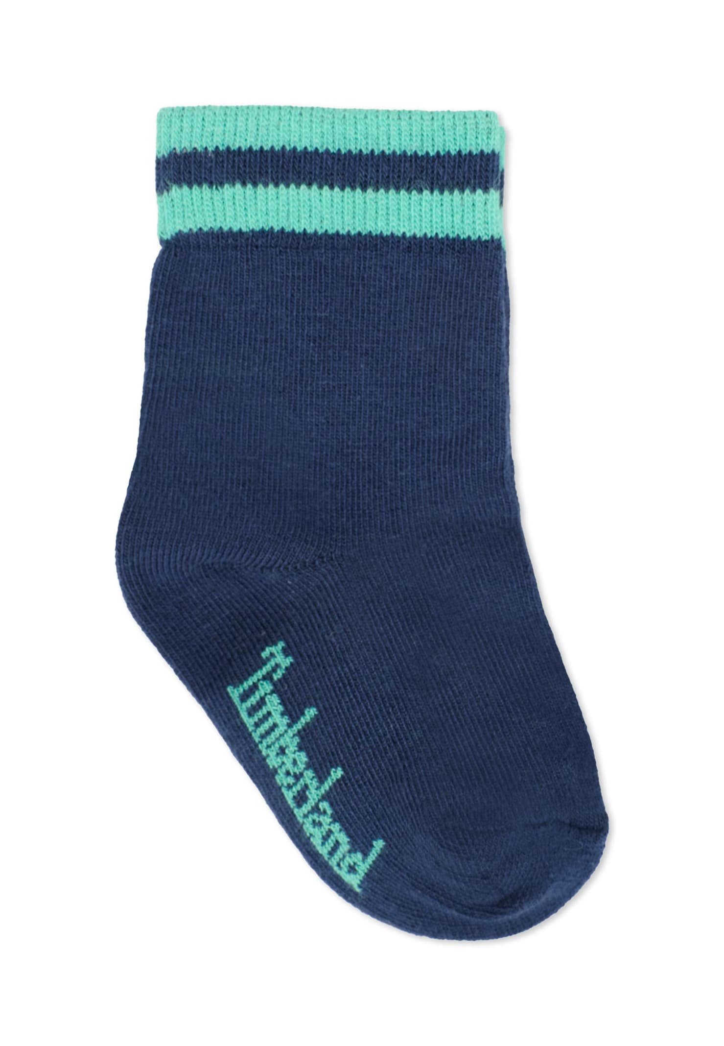 Timberland Blue Sock Set For Baby Boy With Logo In Blue