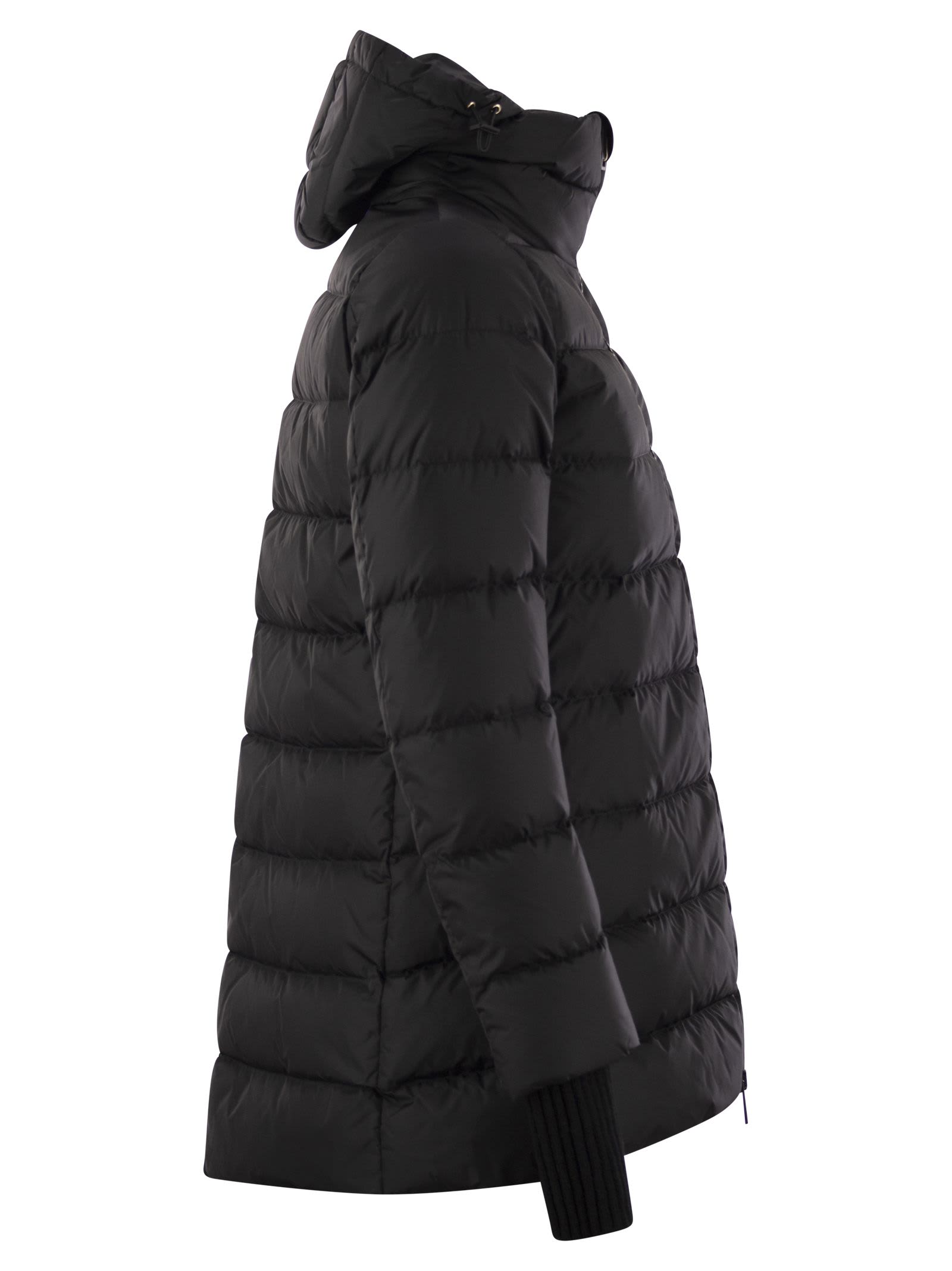 Shop Herno Medium Down Jacket With Hood In Black