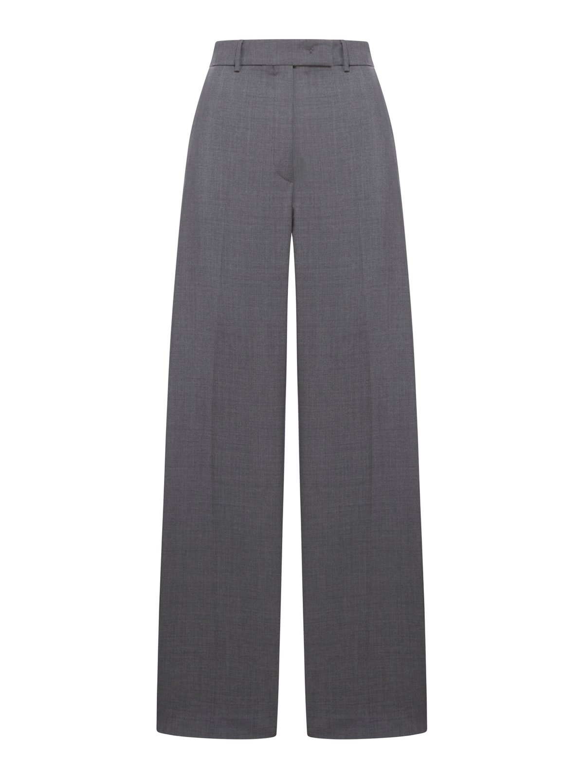 Shop Sportmax High Waist Straight Leg Trousers In Grey Dark