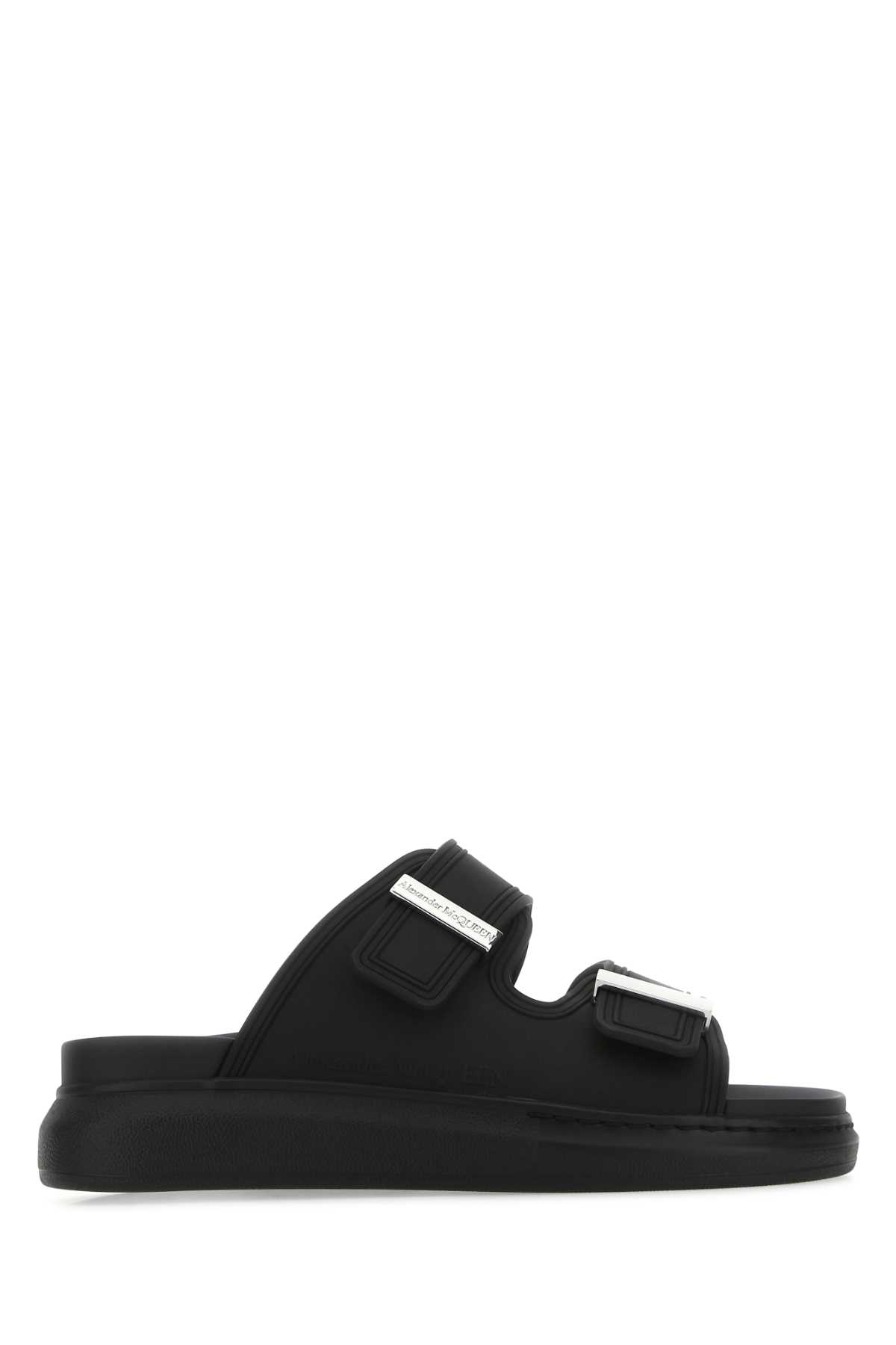 Alexander Mcqueen Black Rubber Hybrid Slippers