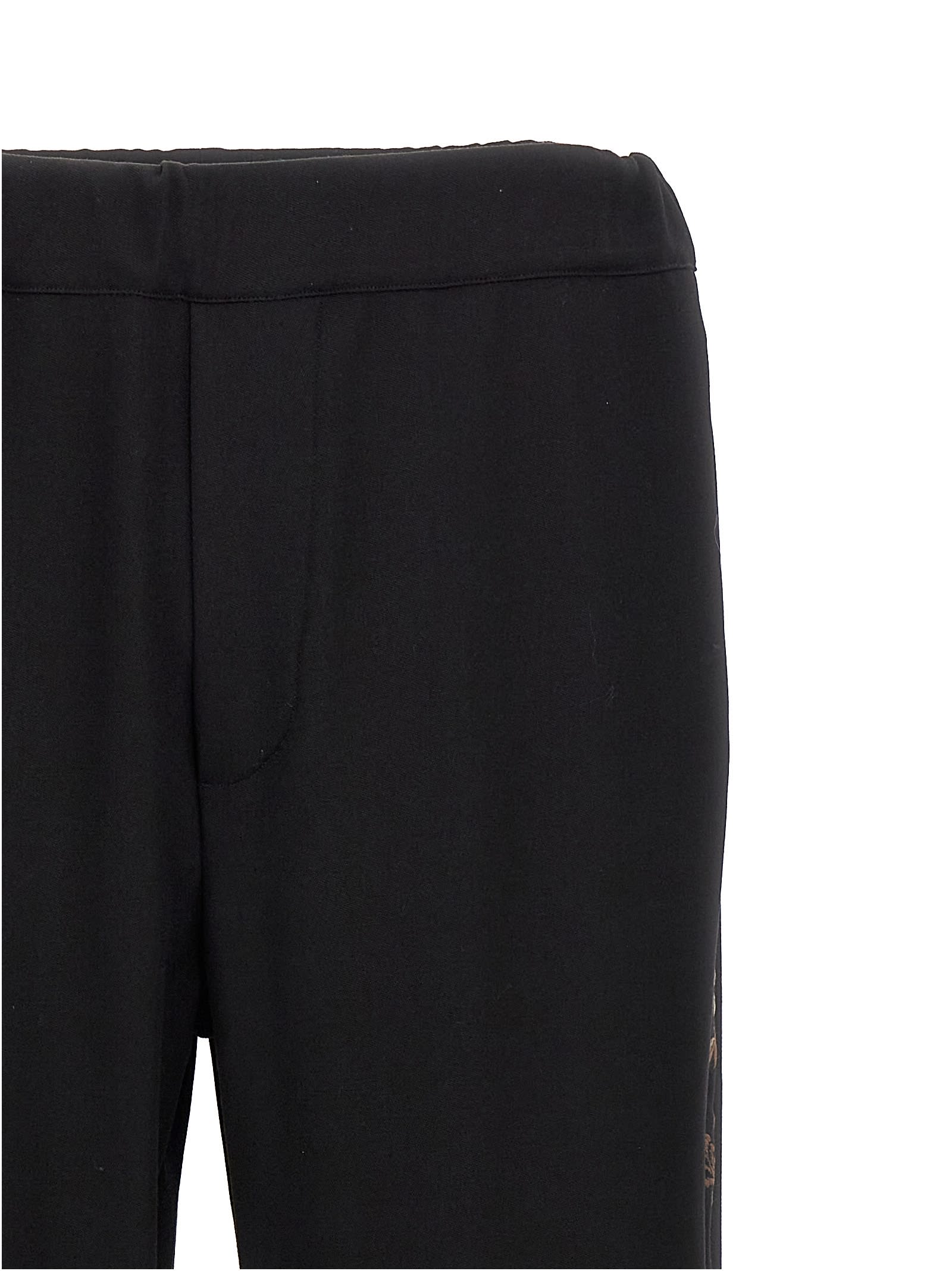 Wales Bonner Embroidered Waistband Wide Leg Trousers In Black