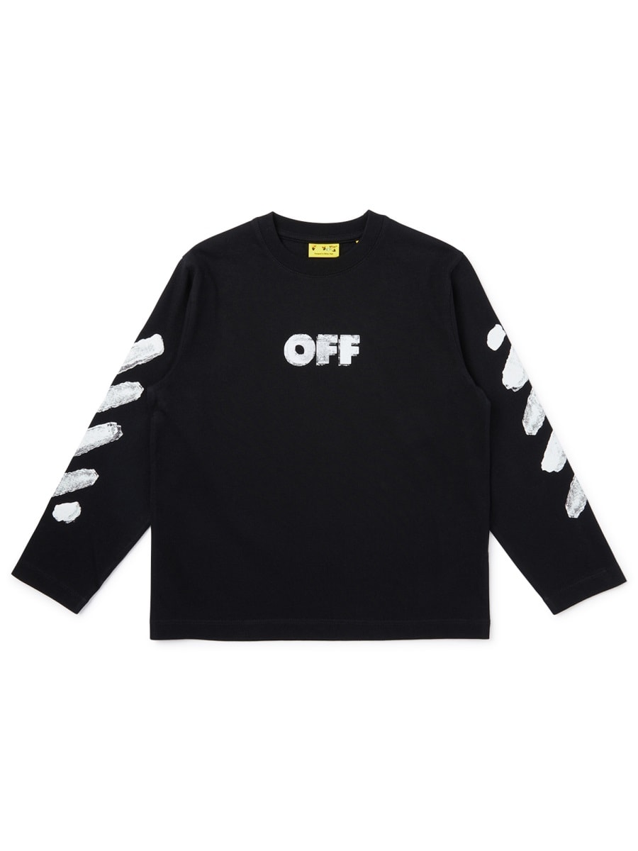 Off-white Kids Arrow Sponge Long Sleeve T-shirt In Black