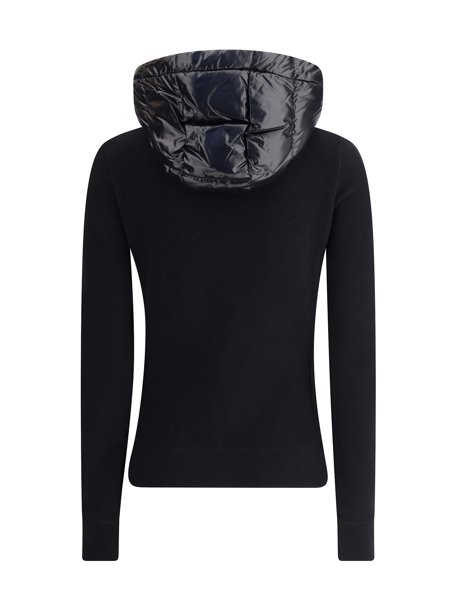 Moncler Grenoble Felpa Imbottita In Pile Con Zip E Cappuccio In Black