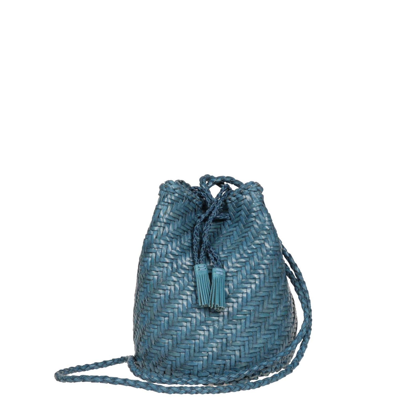 Shop Dragon Diffusion Pompom Double Jump Bucket Bag In Steel Blue