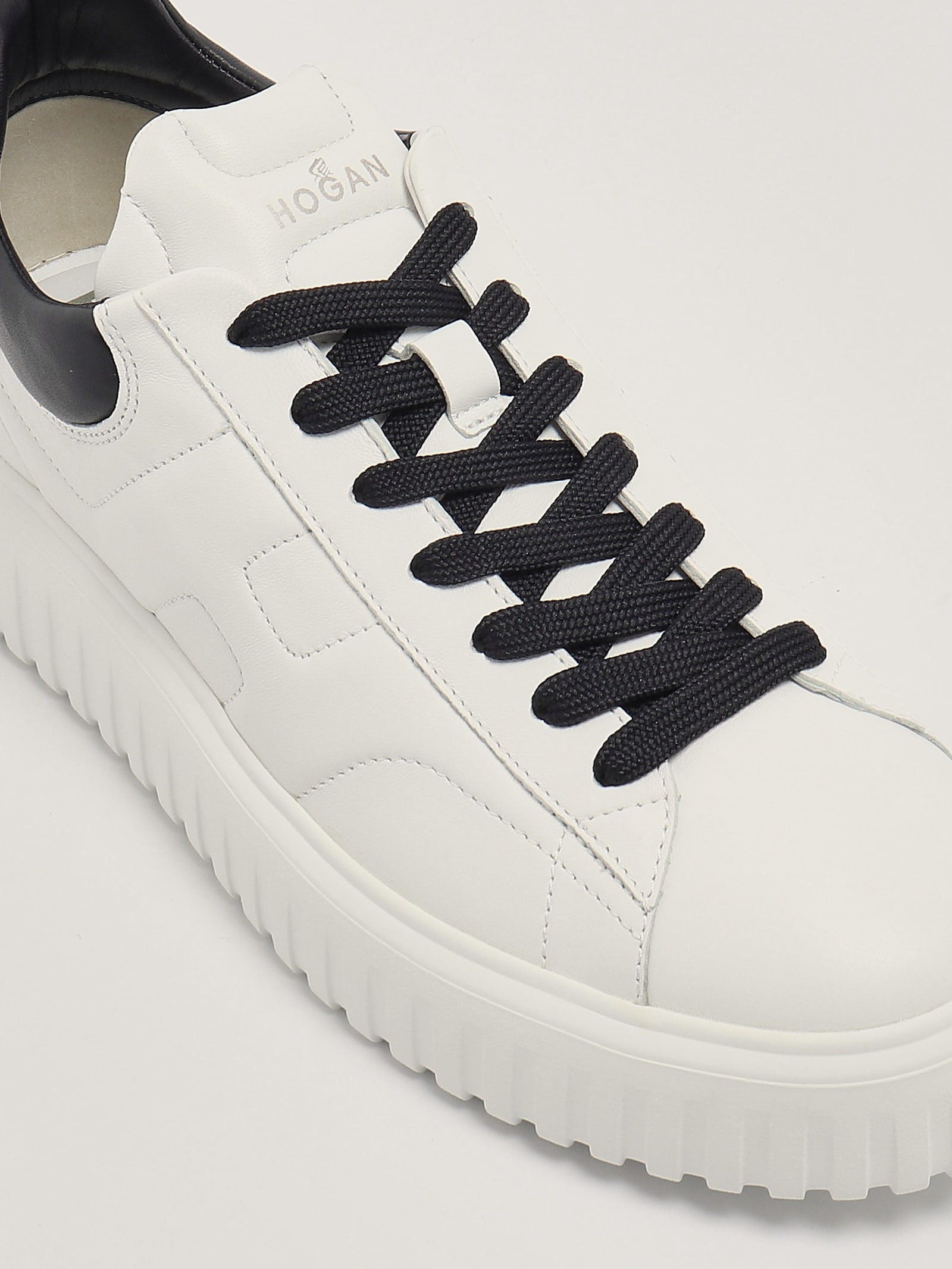 Shop Hogan H-stripes Allacciato Sneaker In Bianco-navy