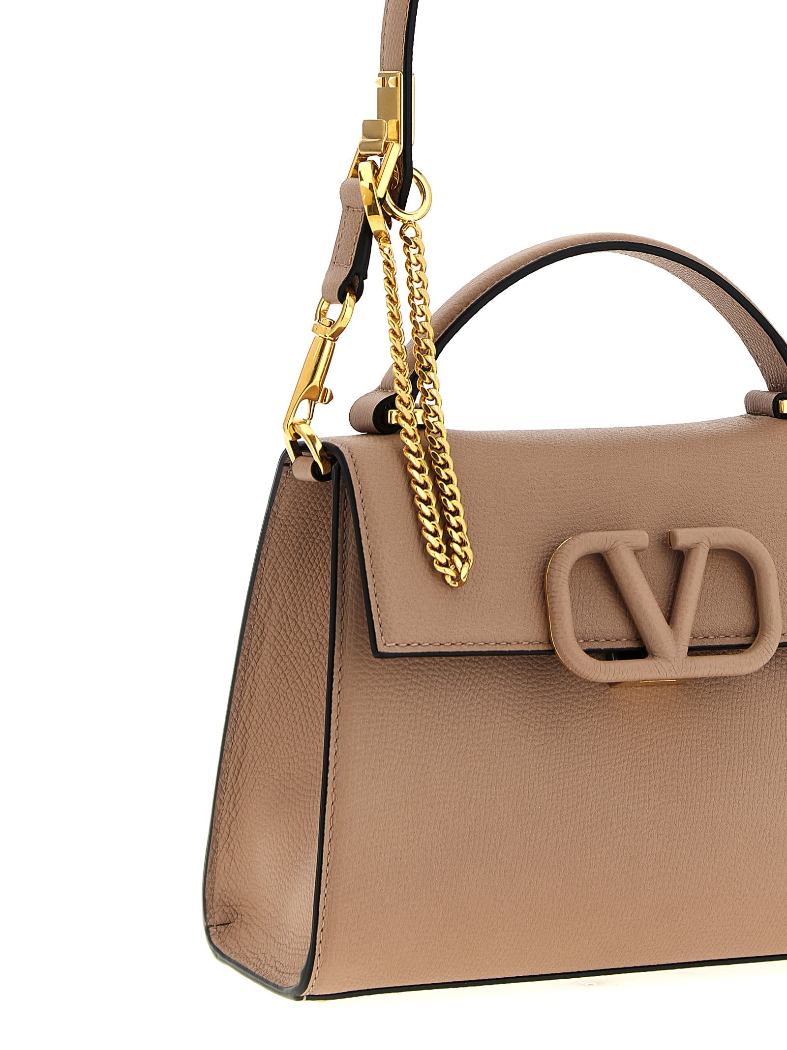 Valentino Small Vsling Handbag Top Handle In Neutral