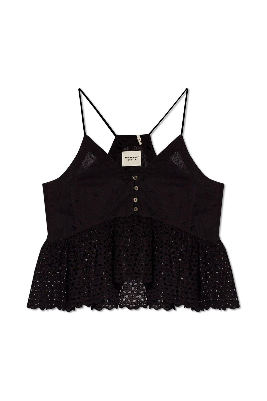 Marant Etoile Sogane Broderie-anglaise Sleeveless Top In Black