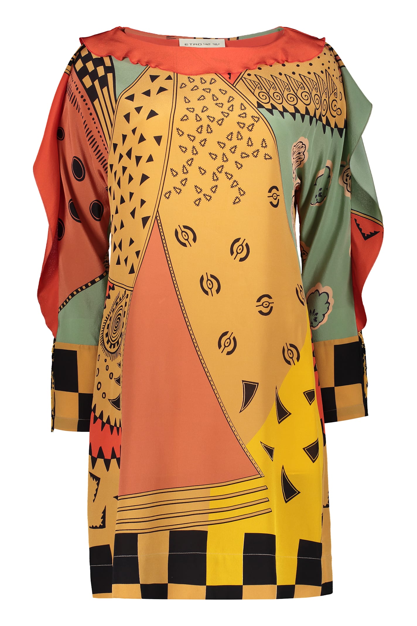 Shop Etro Jacquard Silk Dress In Multicolor