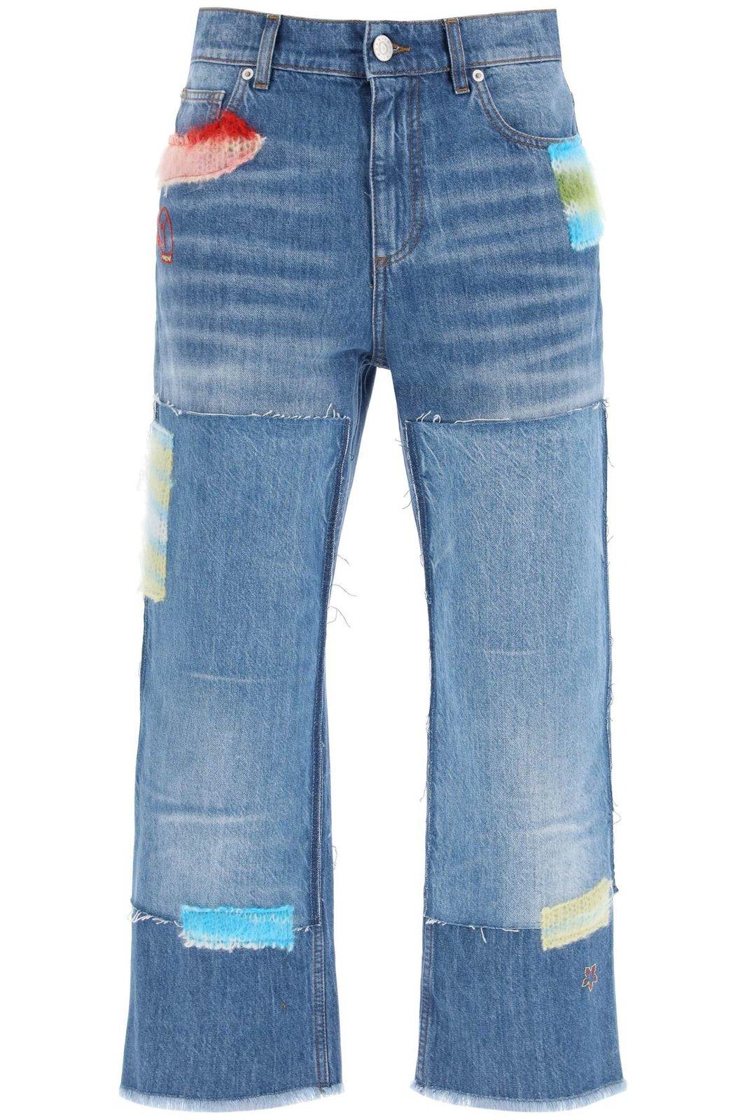 Shop Marni Patchwork Straight-leg Jeans In Blue