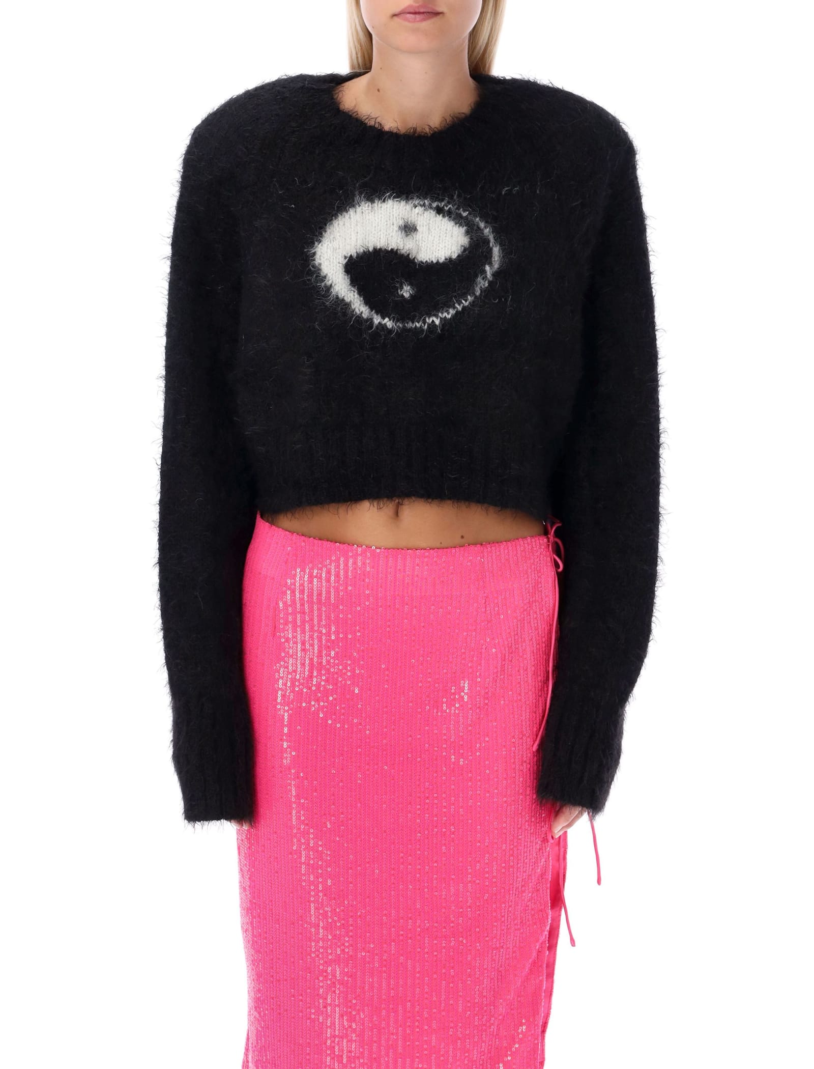 Rotate Birger Christensen Ying Yang Crop Jumper In Nero ModeSens