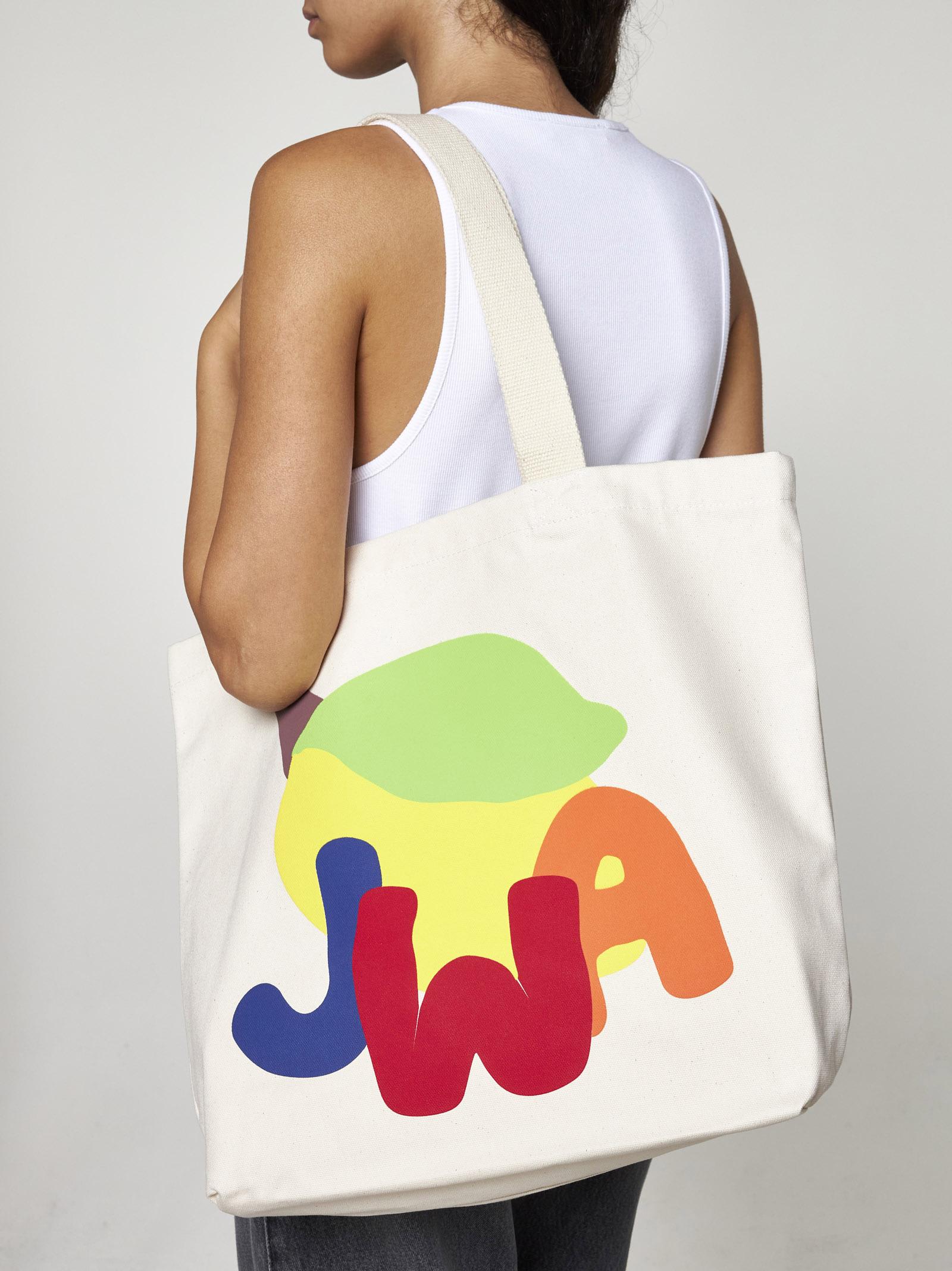Shop Jw Anderson Logo Print Canvas Tote Bag In Natural