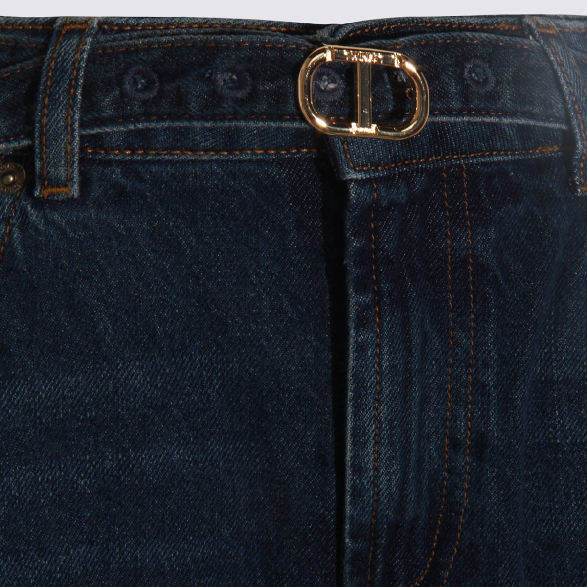 Twinset Wide-leg Trousers With Pockets And Loops In Blue