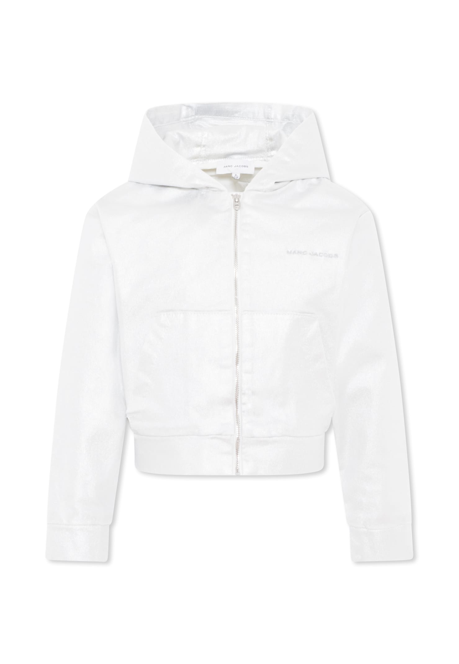 Marc Jacobs Kids' Silver Crop Sweatshirt For Girl With Logo In Orange