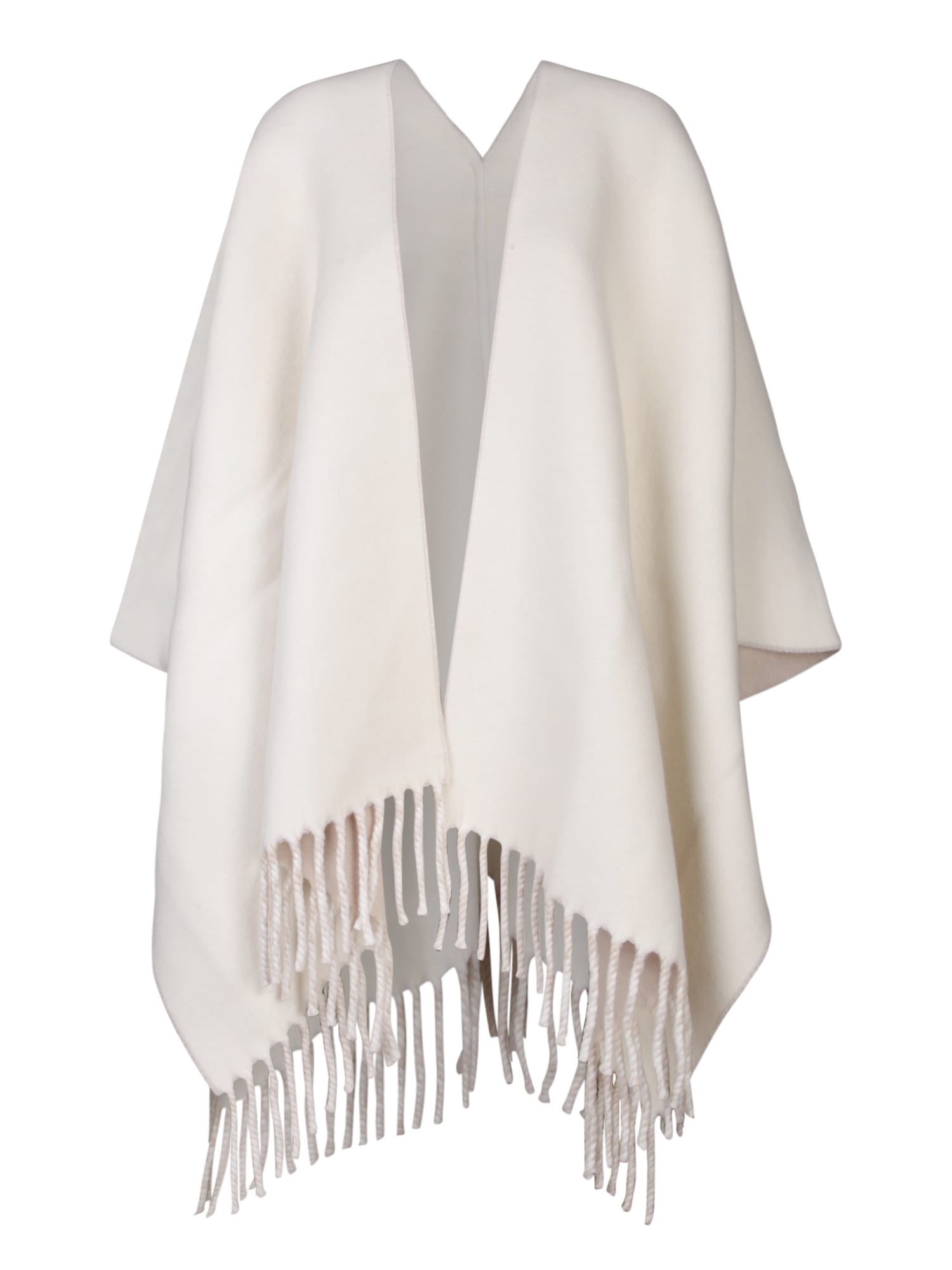 Shop Brunello Cucinelli Beige Panama Fringe Poncho