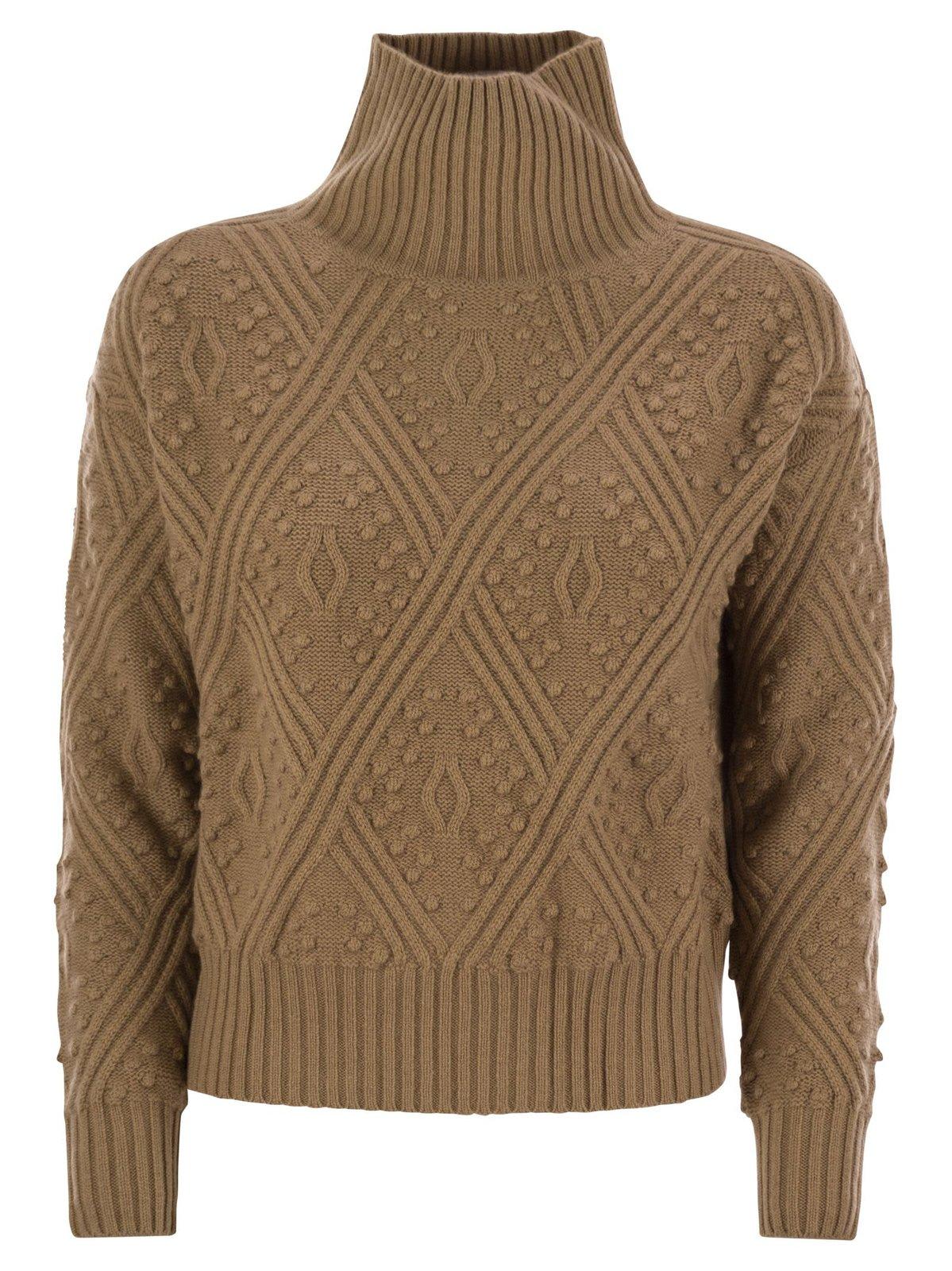 Shop Max Mara High Neck Long-sleeved Jumper In Camel