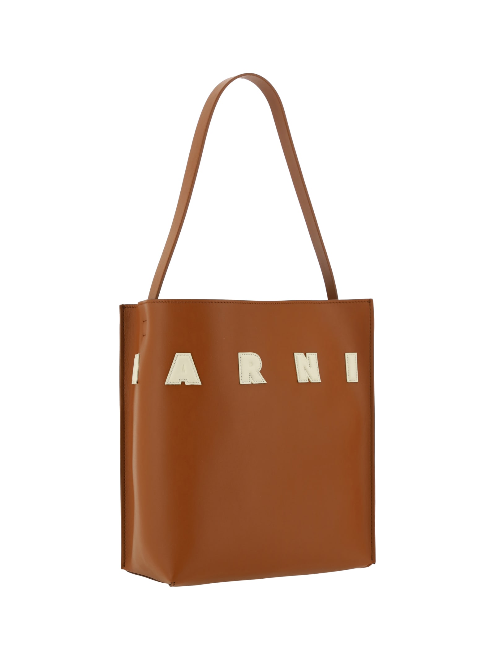 Marni Medium Museo Hobo Leather Tote Bag In Brown