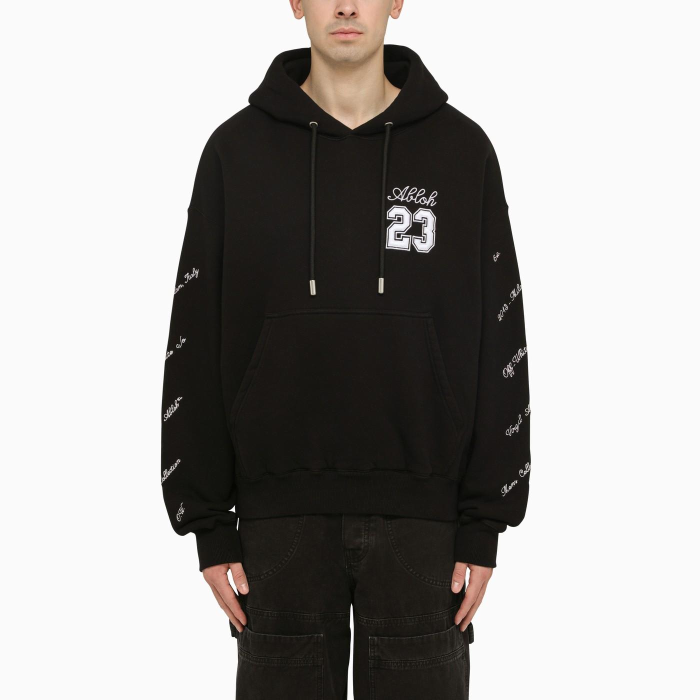 Shop Off-white Black Skate Hoodie With Logo 23 In Black/white