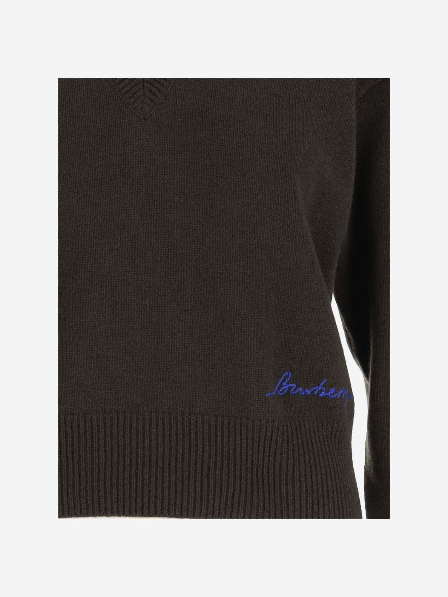 Shop Burberry Cashmere Pullover With Logo In Black