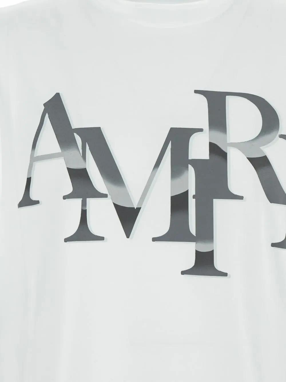 Shop Amiri Logo T-shirt In Bianco