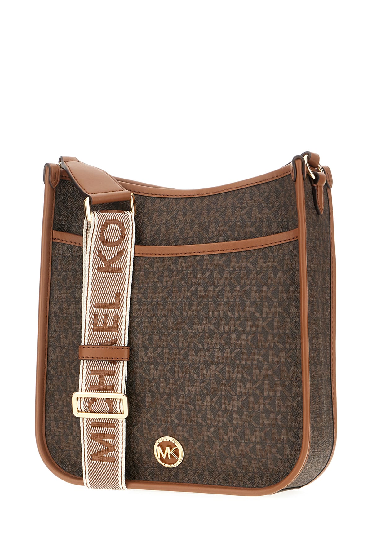 Shop Michael Kors Printed Leather Raven Crossbody Bag In Brnluggage