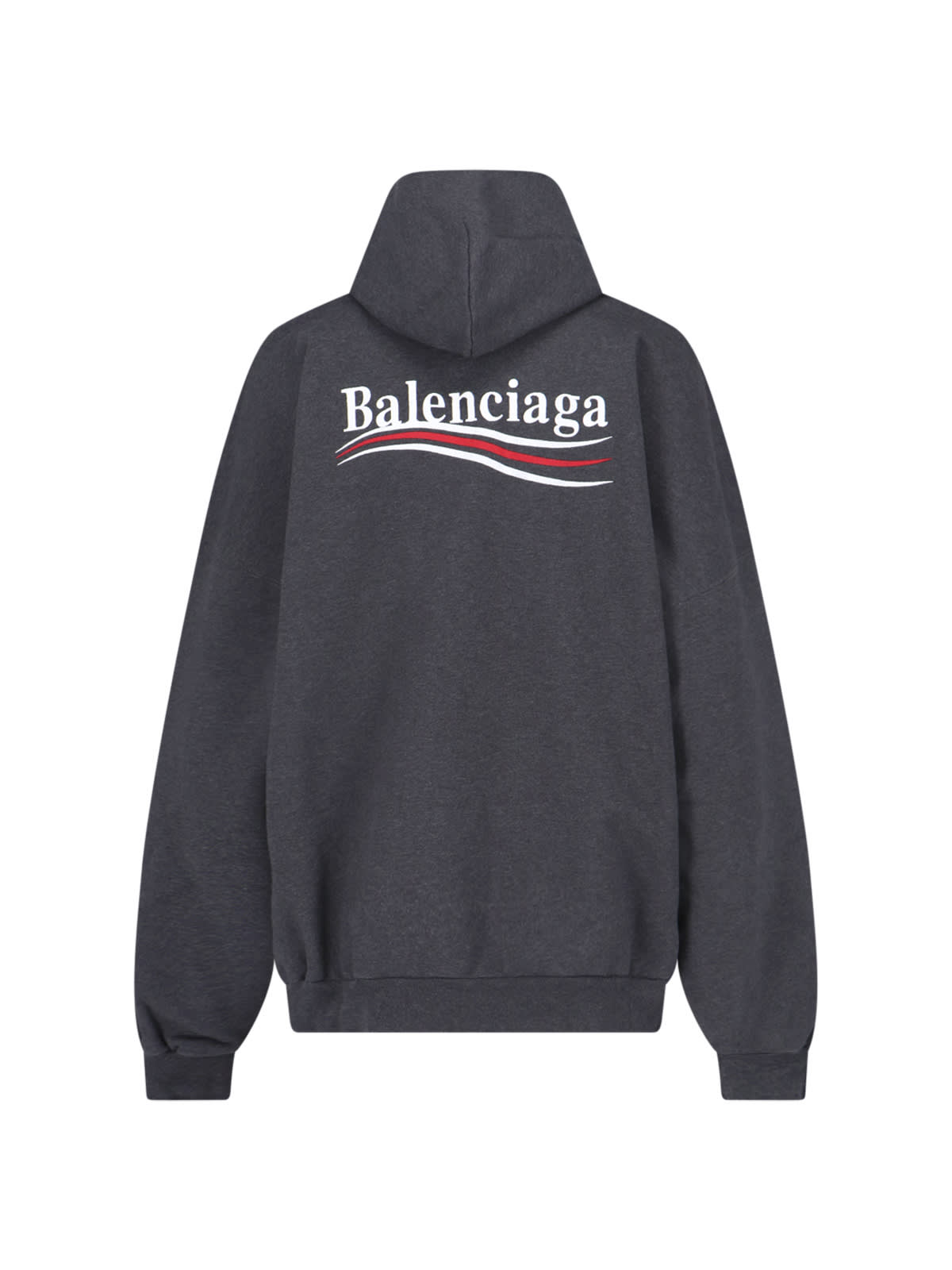 Shop Balenciaga Logo Hoodie In Gray