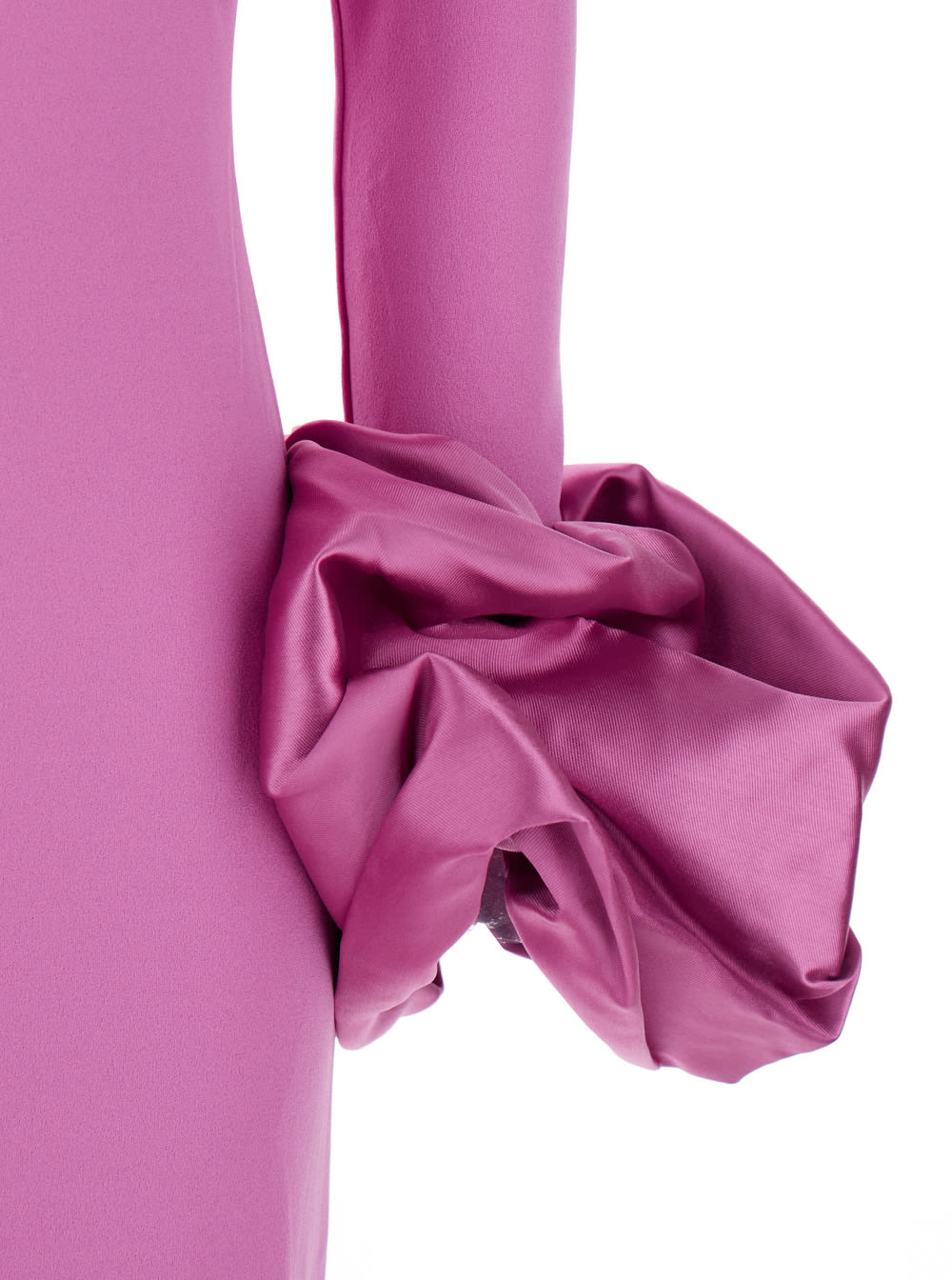 Solace London Talia Pink Long Dress With Bare Shoulders And Sleeves With Ruffles In Twill Woman In Pink