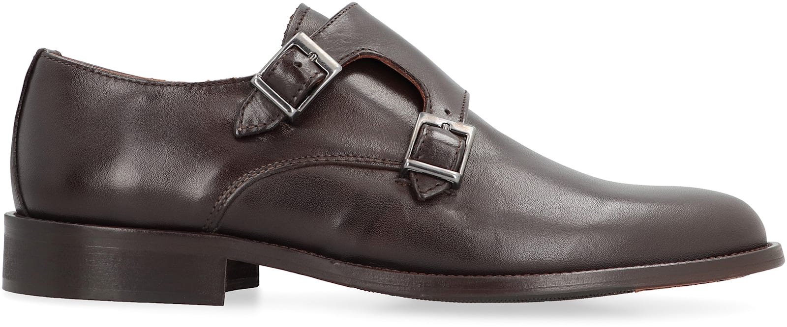 Bruno Magli Leather Monk-strap Shoes In Brown