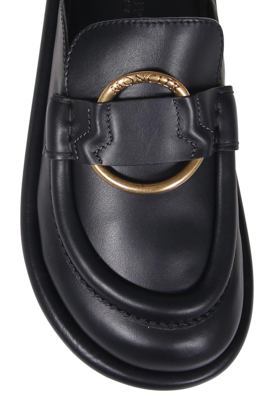 Shop Moncler Rind Detailed Slip-on Mules In Black