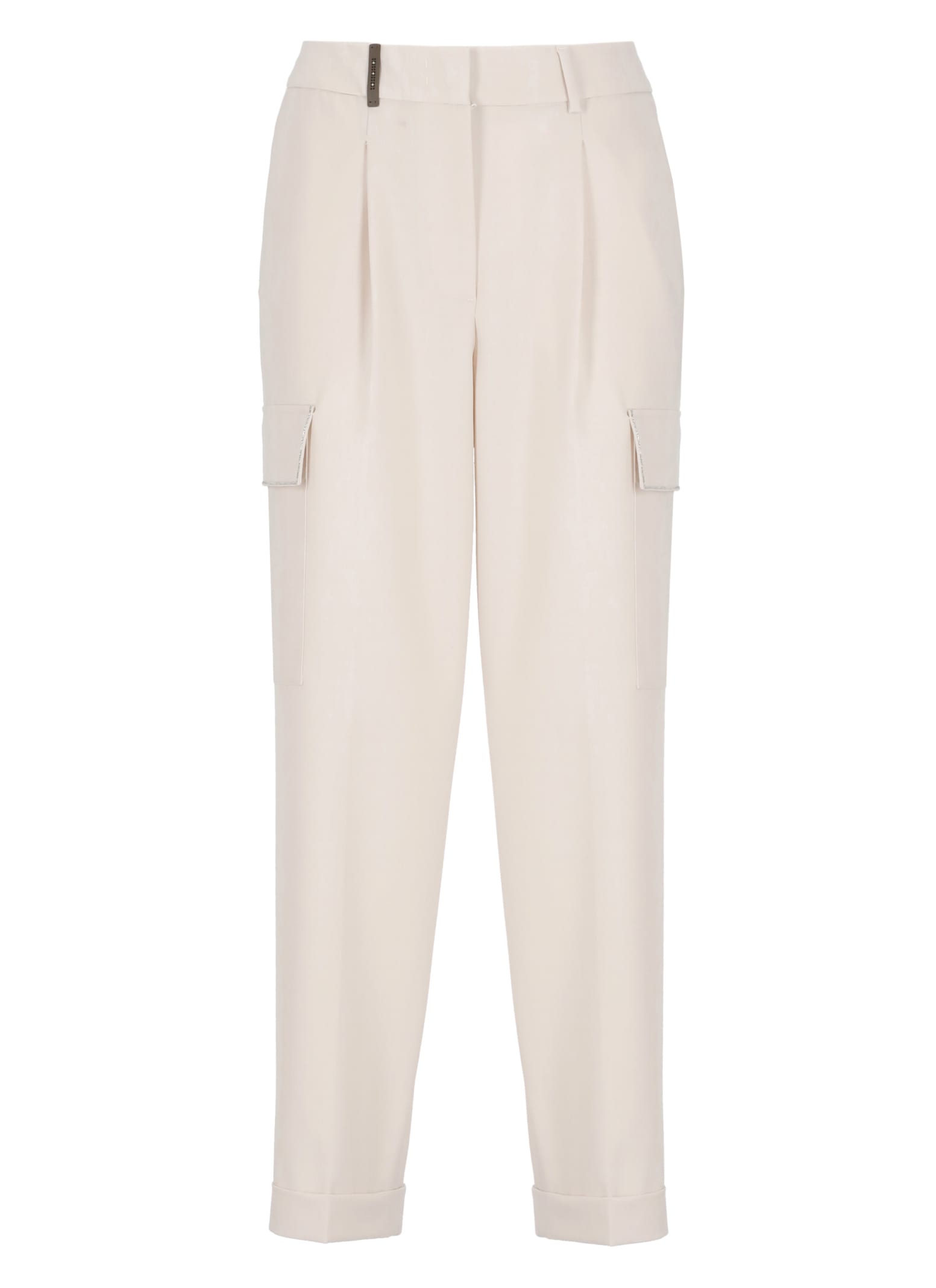 Shop Peserico Pants With Leather Detail In Pink