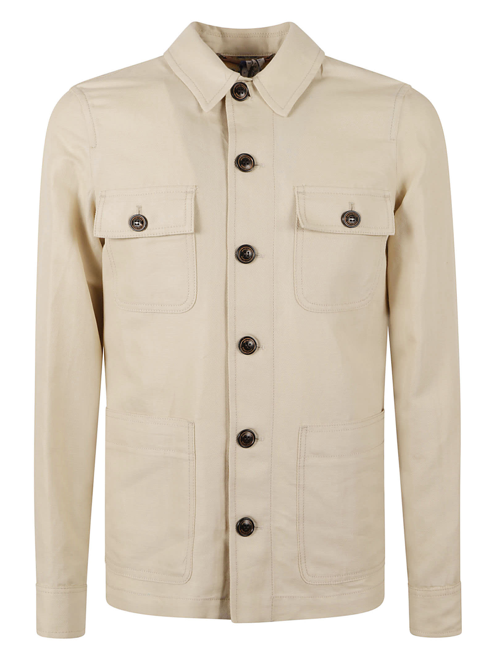 Shop Jacob Cohen Cargo Buttoned Jacket In Cream Beige