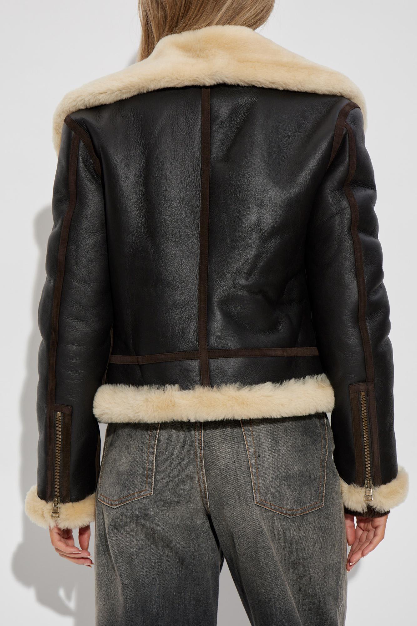 Jw Anderson Sheepskin Coat With Pockets In Black