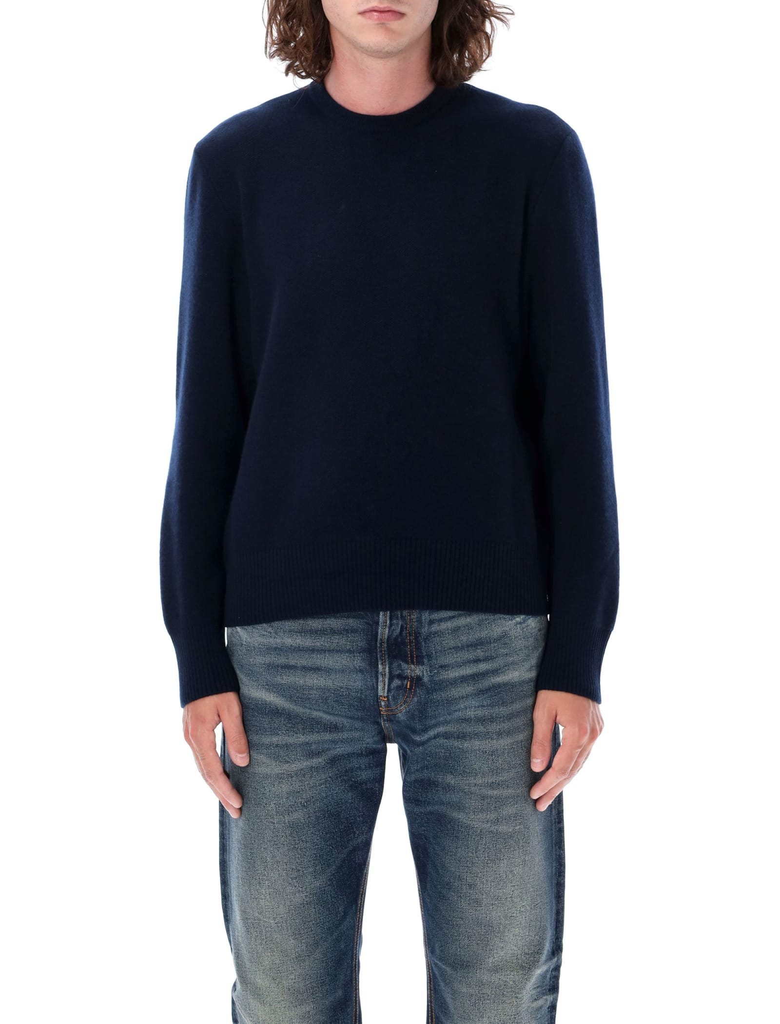 Shop Thom Browne Washed Pique Stitch Pullover In Navy