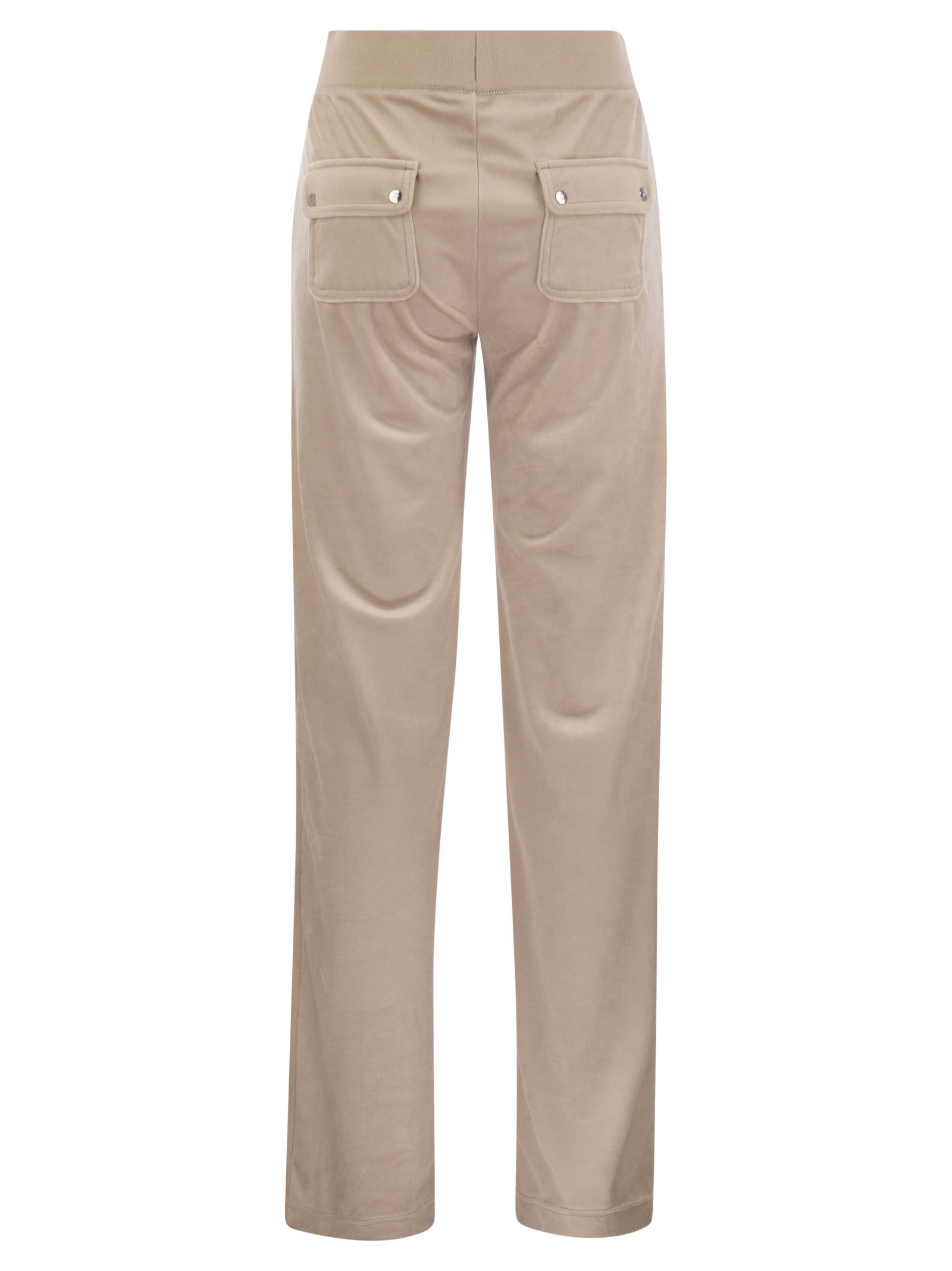 Shop Juicy Couture Trousers With Velour Pockets In Beige