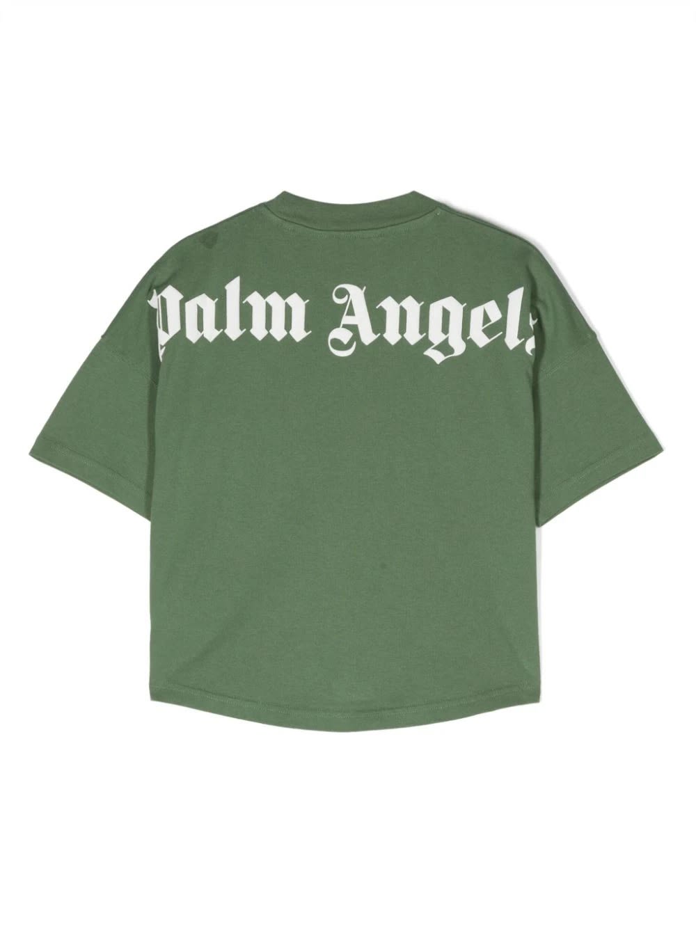 Shop Palm Angels Green T-shirt With Classic Logo