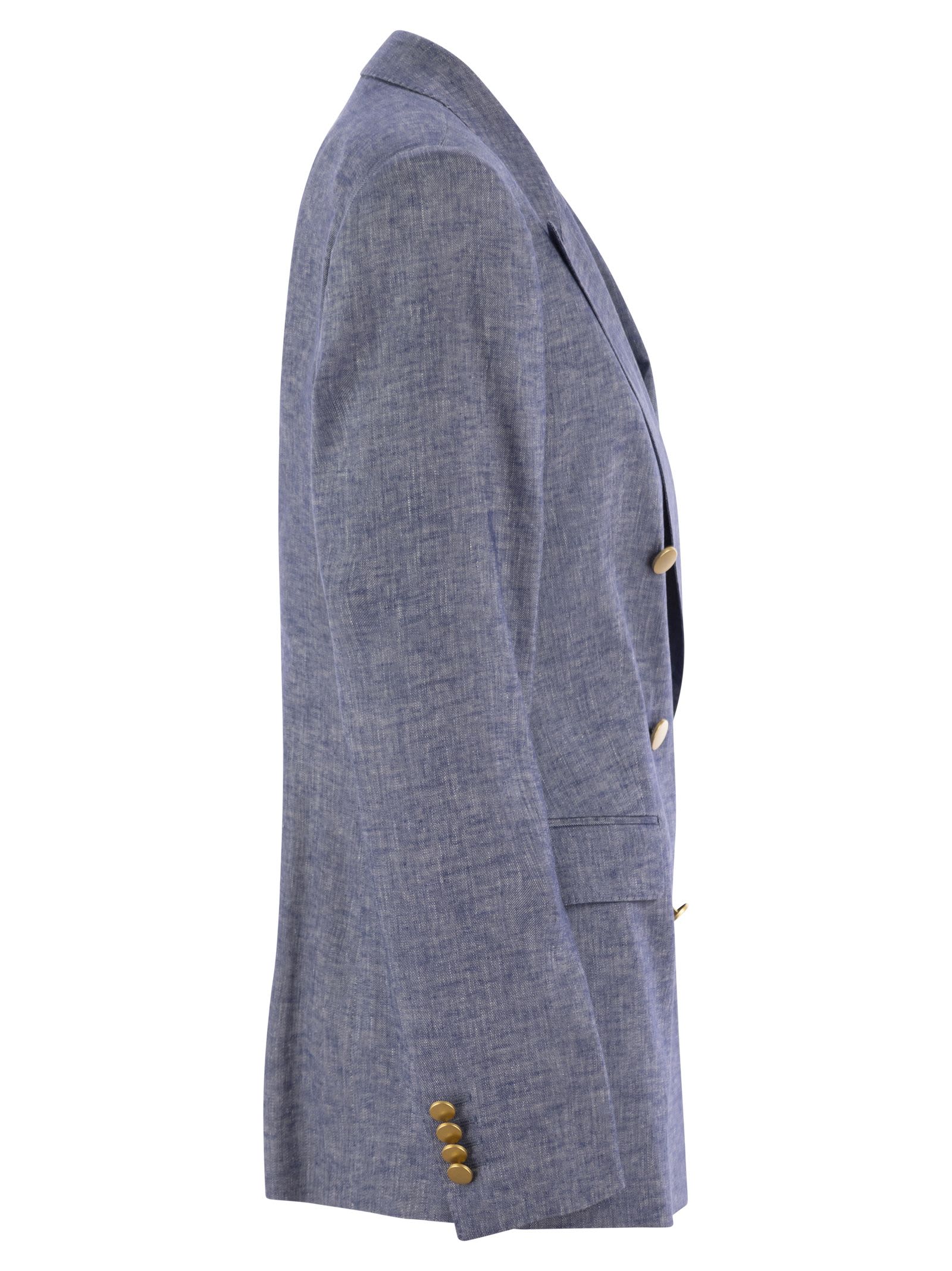 TAGLIATORE PARIS - LINEN AND VISCOSE DOUBLE-BREASTED BLAZER