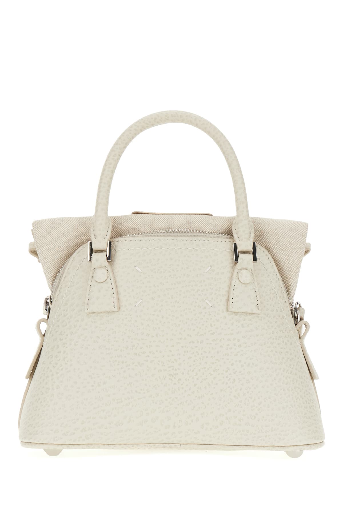 Shop Maison Margiela Ivory Leather Micro 5ac Classique Handbag In H9677