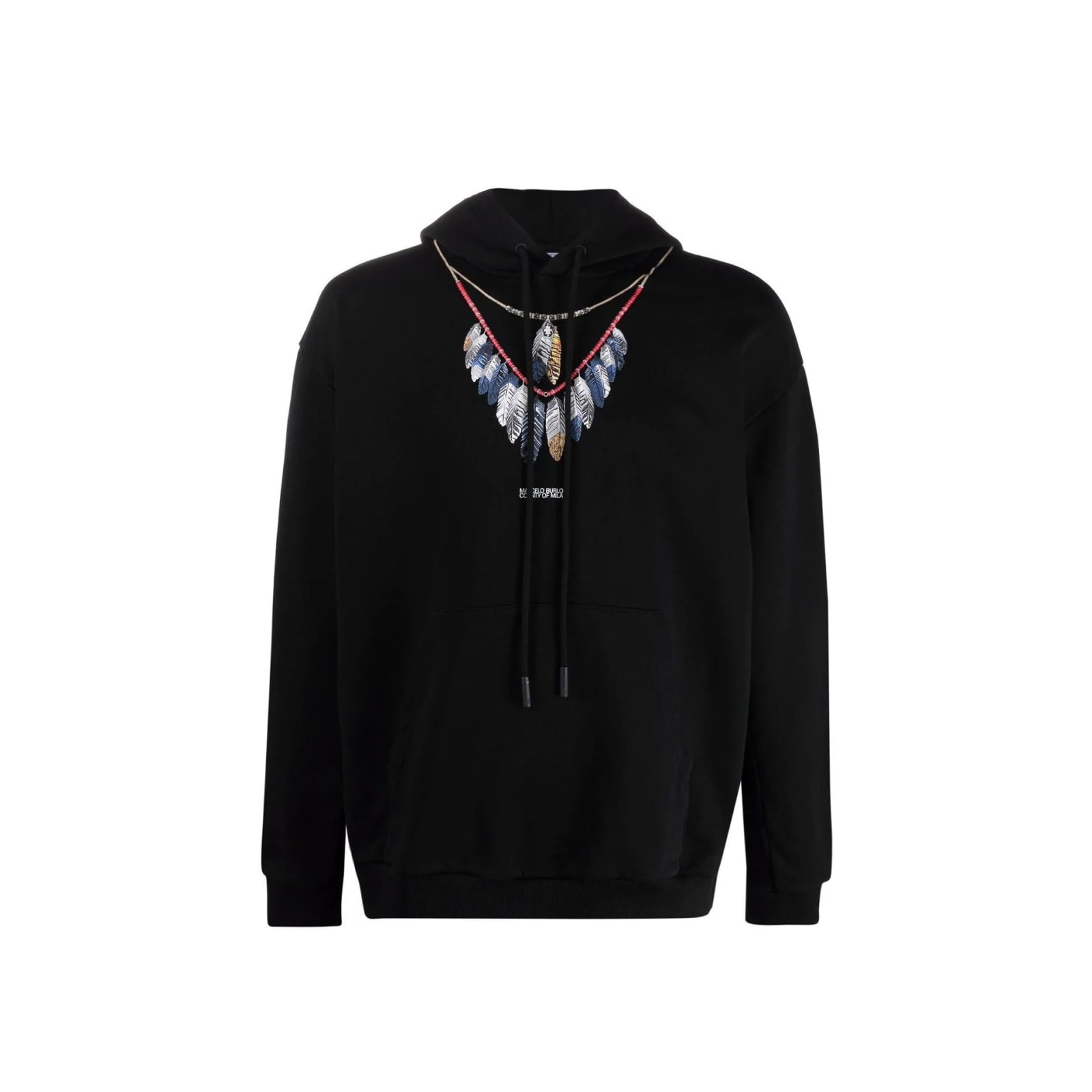 Shop Marcelo Burlon County Of Milan Feather Necklace Print Sweatshirt In Black