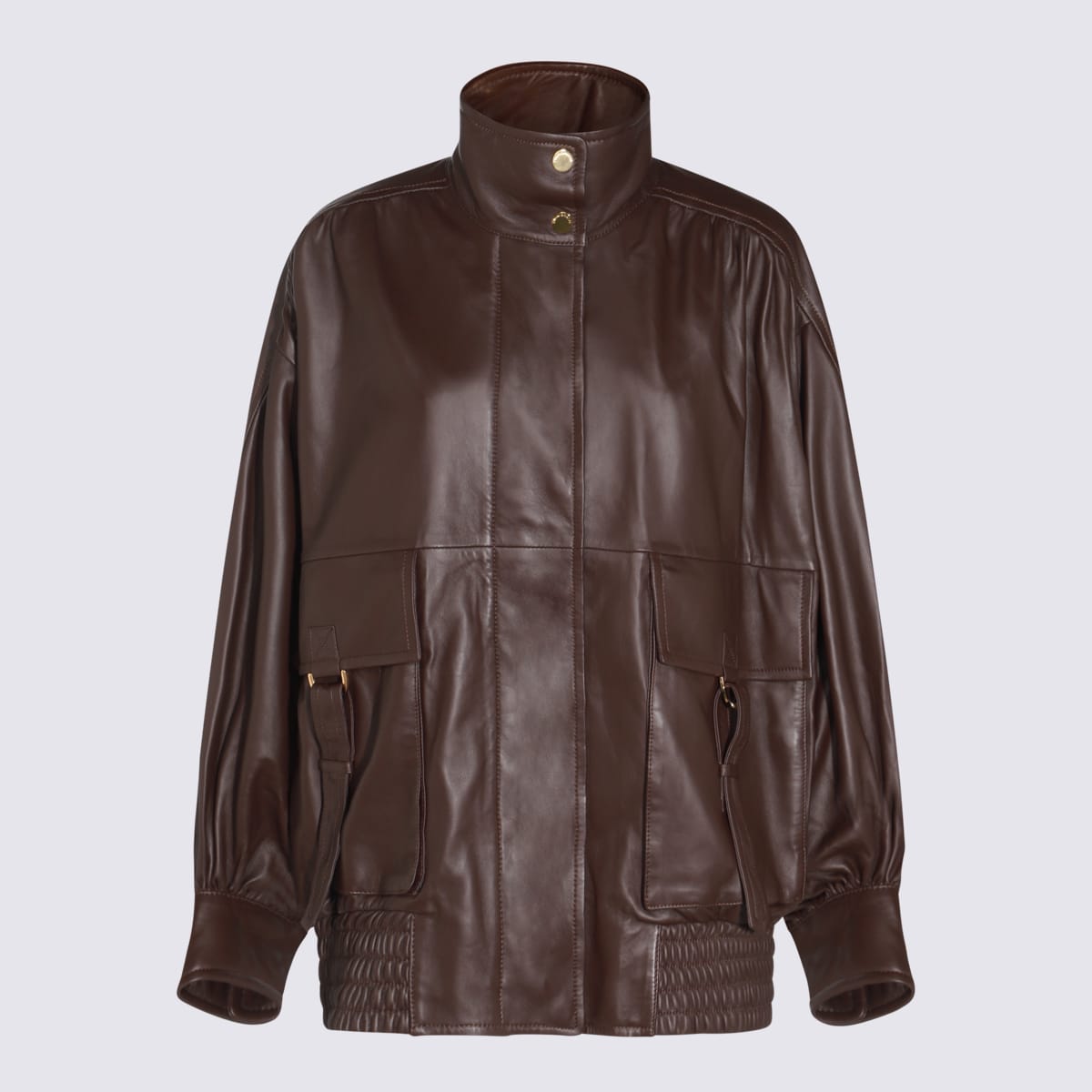 Shop Zimmermann Brown Leather Jacket In Mahogany