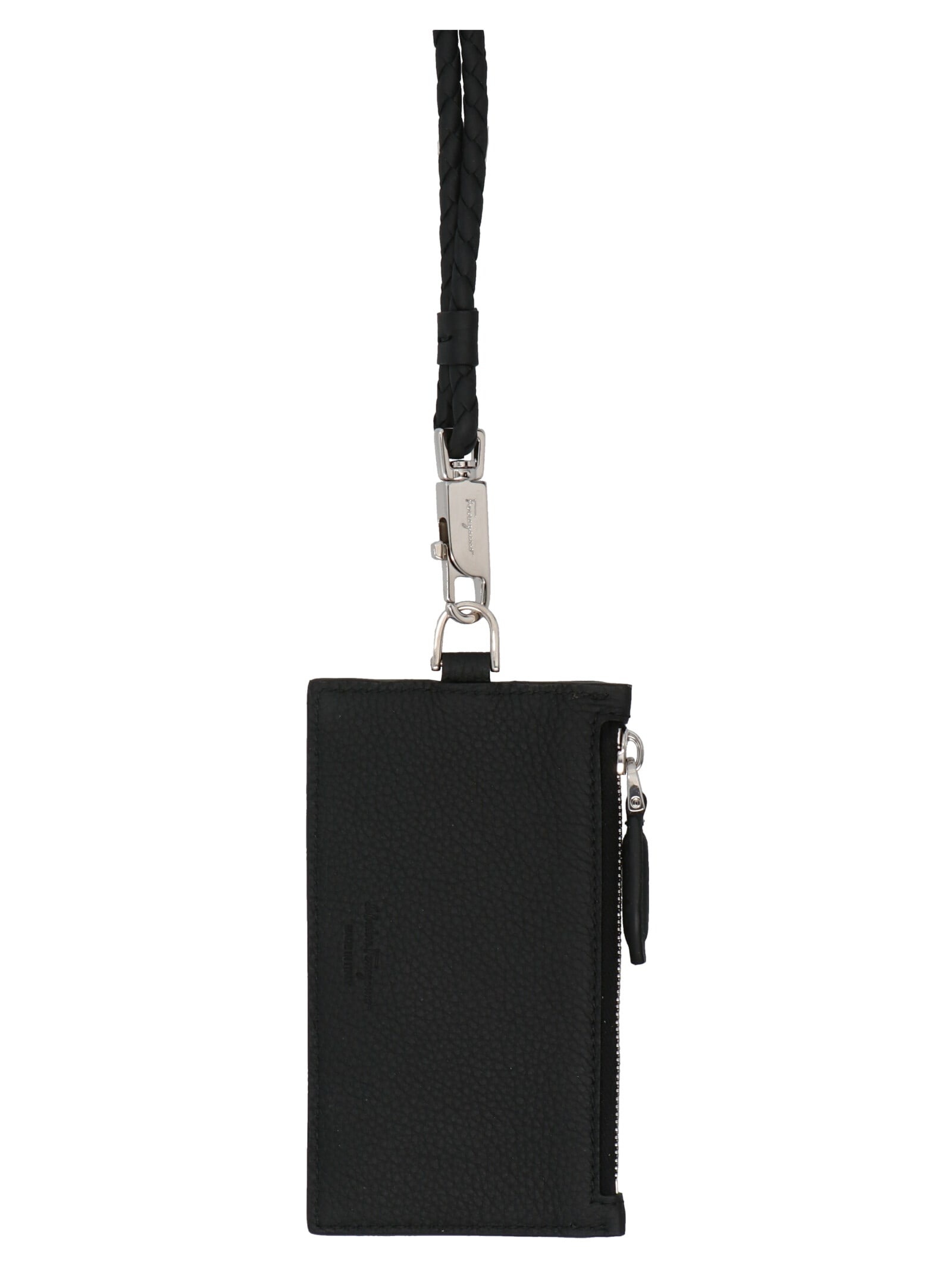 Shop Ferragamo Gancio Card Holder With A Shoulder Strap In Black